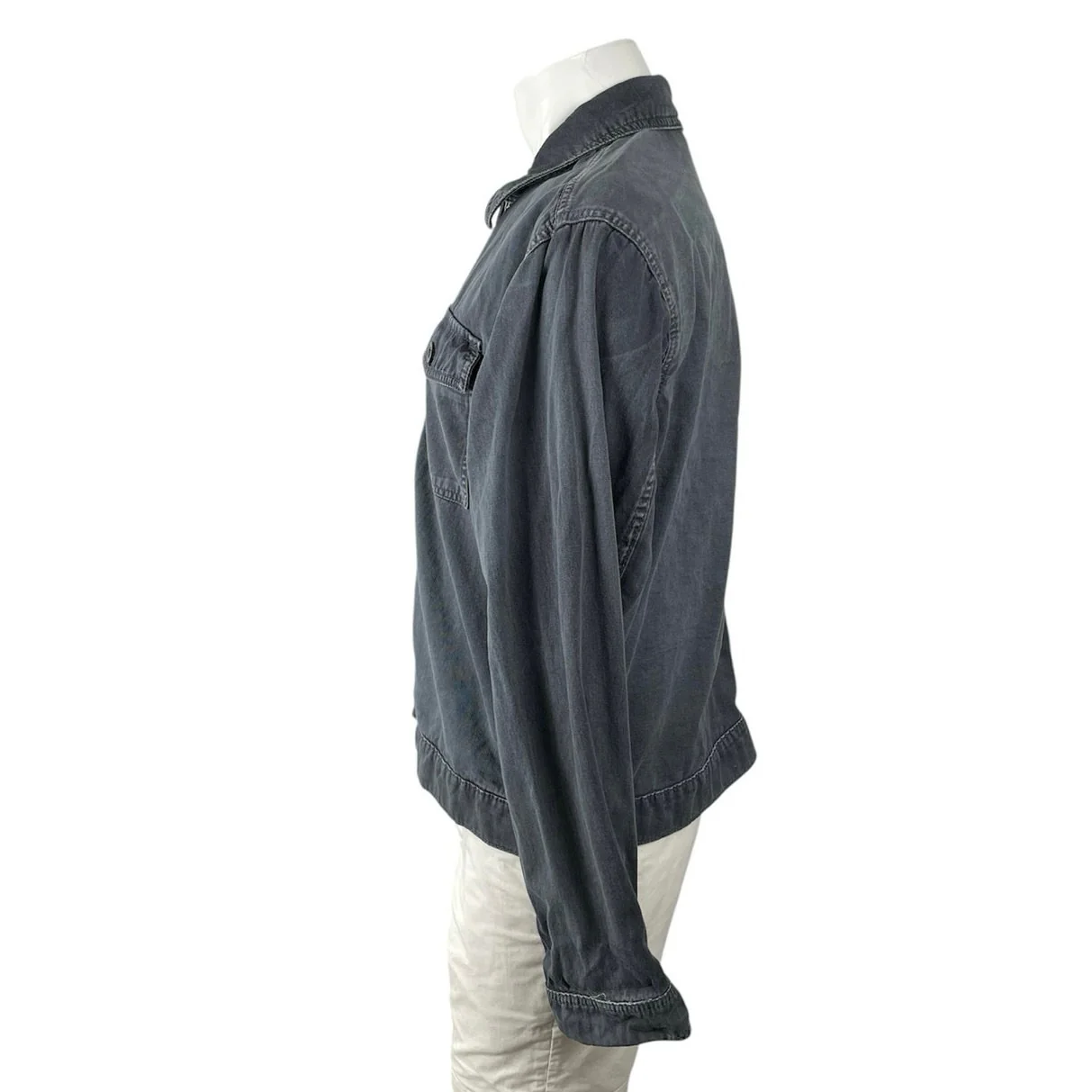 Urban Outfitters Men's Black Washed Zip Up Long Sleeve Denim Jean Jacket Size M - Image 2