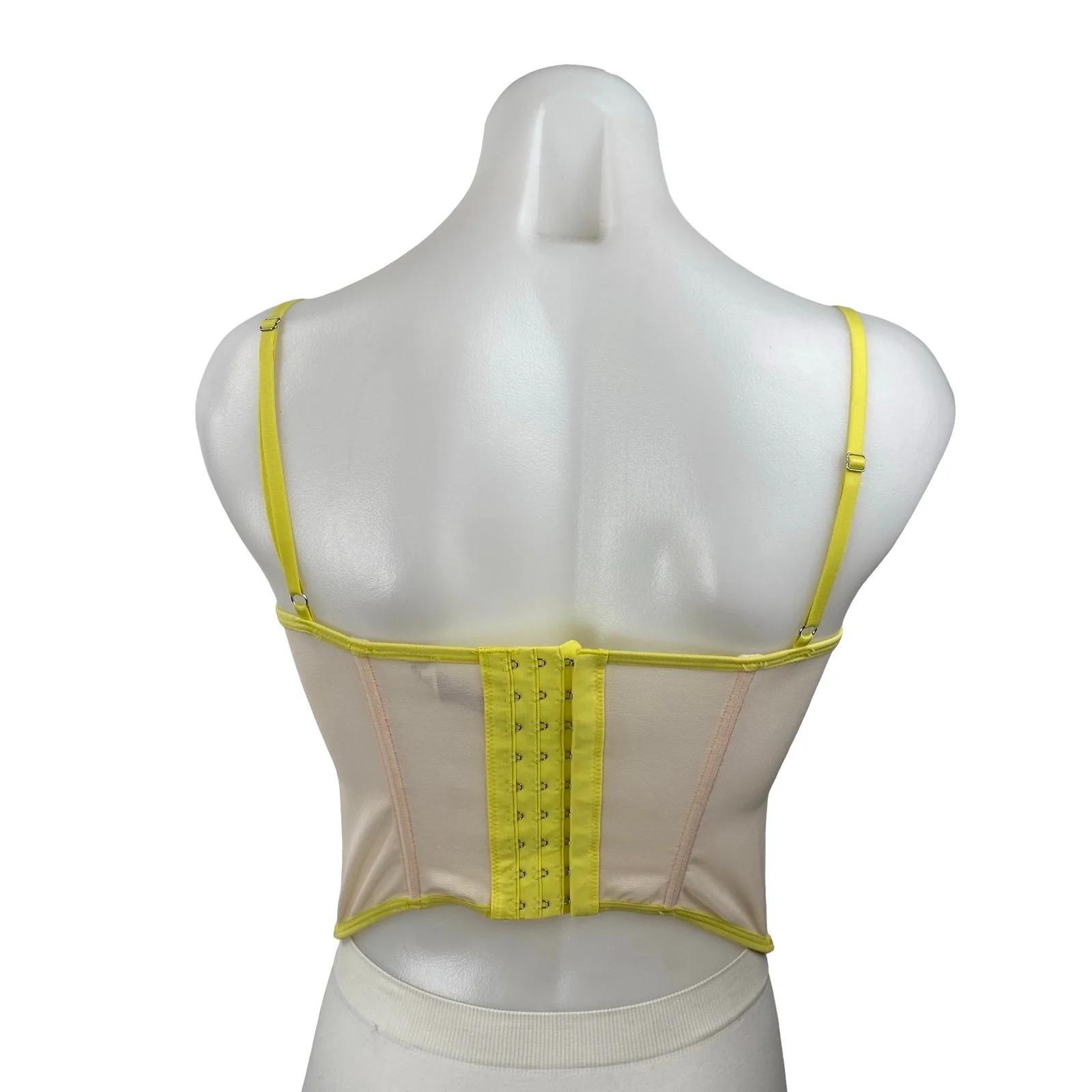 Urban Outfitters Modern Love Yellow Corset Bustier Floral Lace Cami Crop Top M - Image 4