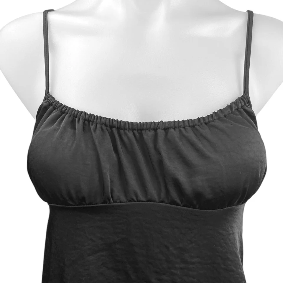 Urban Outfitters Motel Black Silk Satin Babydoll Camisole Tank Mini Dress Sz XS - Image 3
