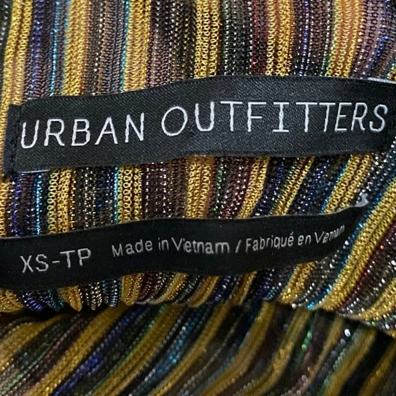 Urban Outfitters Multicolor Striped Metallic Long Sleeve Mock Neck Blouse Top XS - Image 3