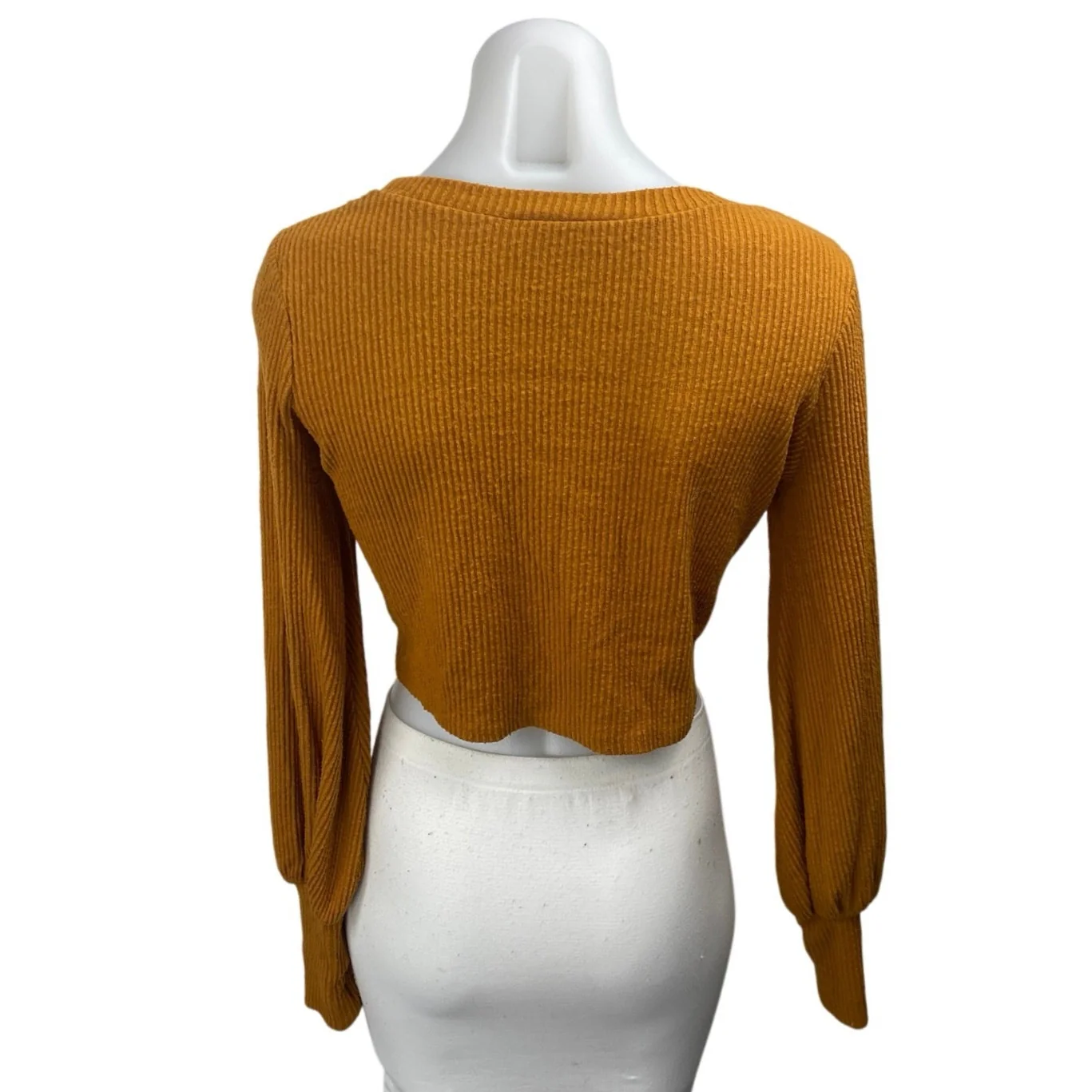 Urban Outfitters Out From Under Tan Long Balloon Sleeve Boxy Cropped Sweater XS - Image 2