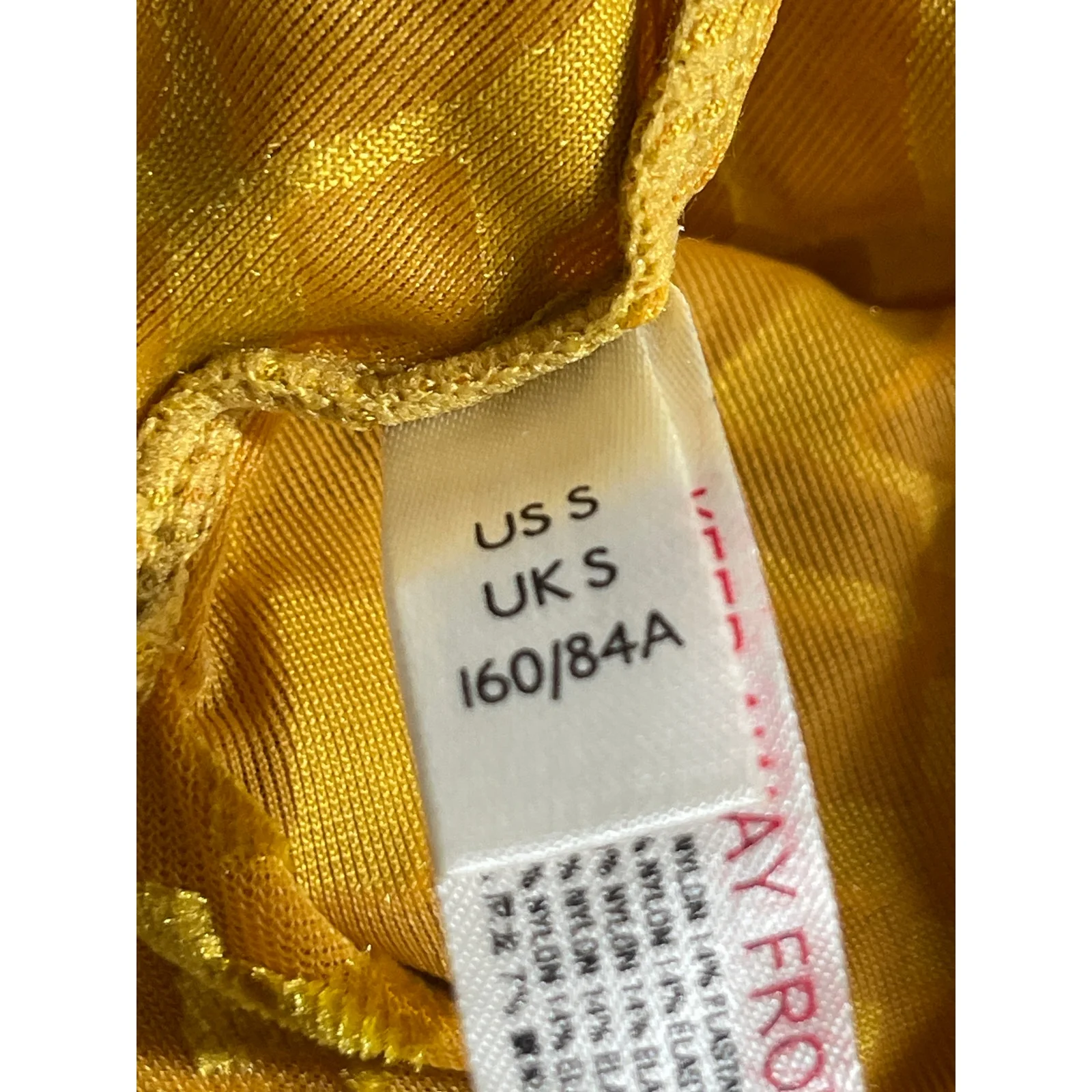 Urban Outfitters Out From Under Yellow Gold Velvet Jacquard Bodysuit Top Size S - Image 5