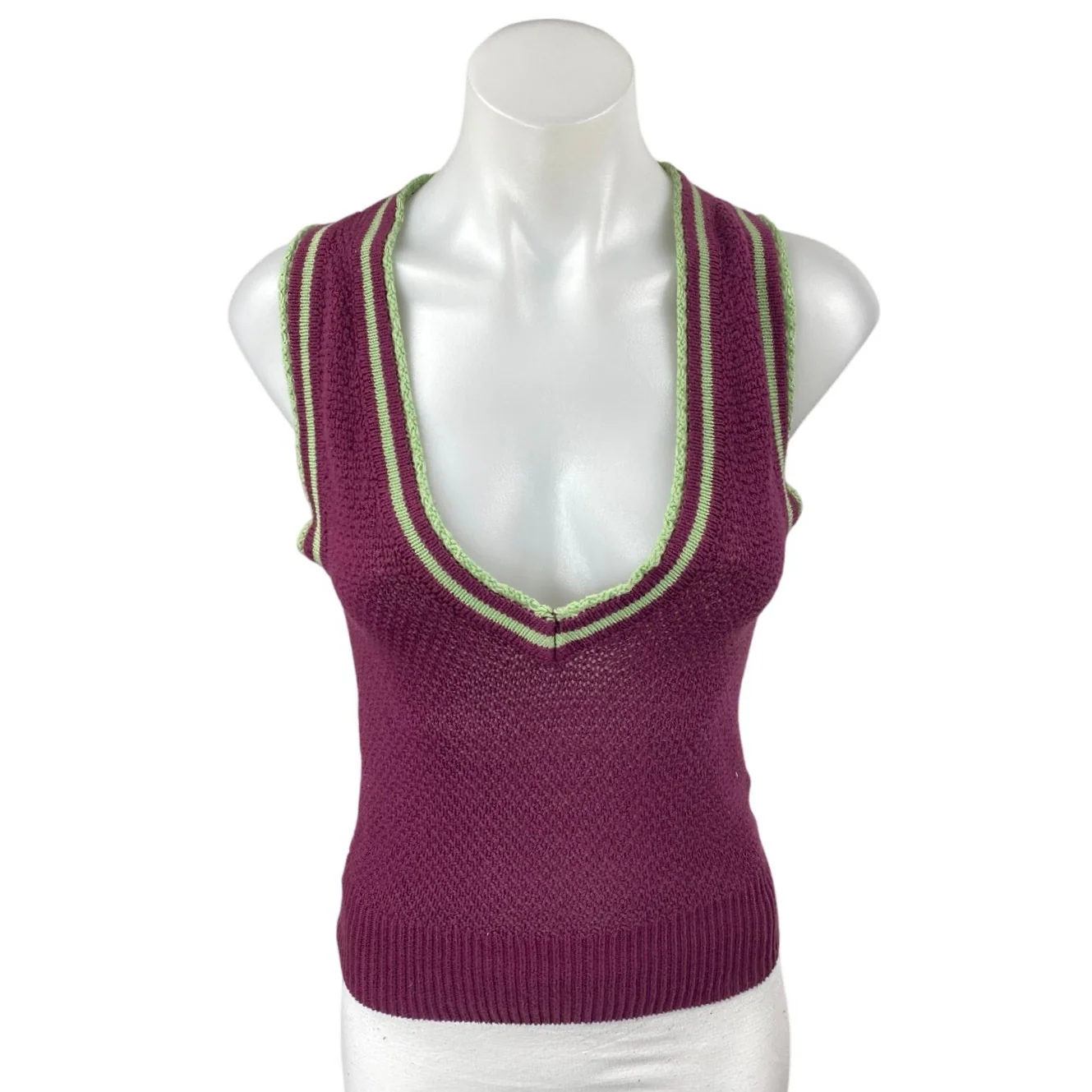 Urban Outfitters Purple Crochet  Sleeveless Plunge Neck Sweater Vest Tank Top XS