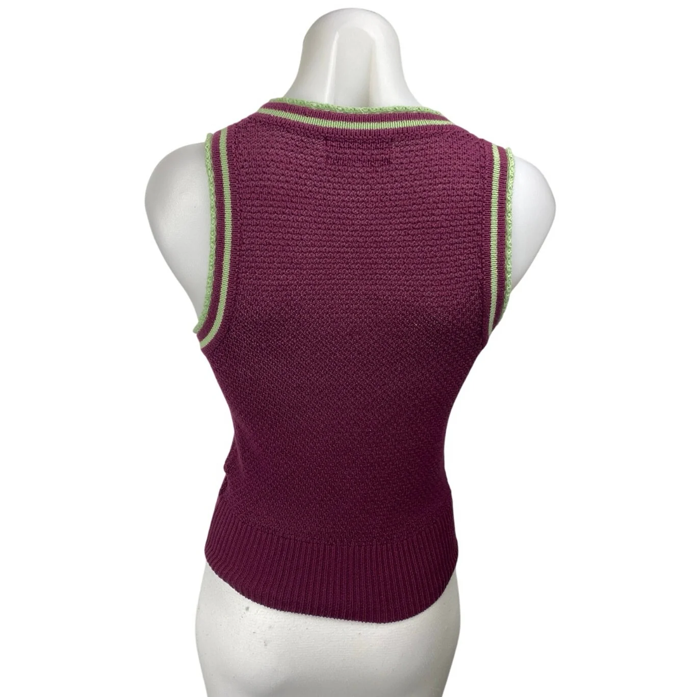 Urban Outfitters Purple Crochet  Sleeveless Plunge Neck Sweater Vest Tank Top XS - Image 2