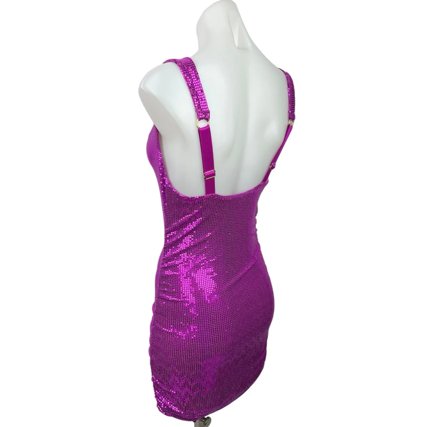 Urban Outfitters Purple Dua Cowl Neck Sequin Sleeveless Mini Bodycon Dress Sz XS - Image 2