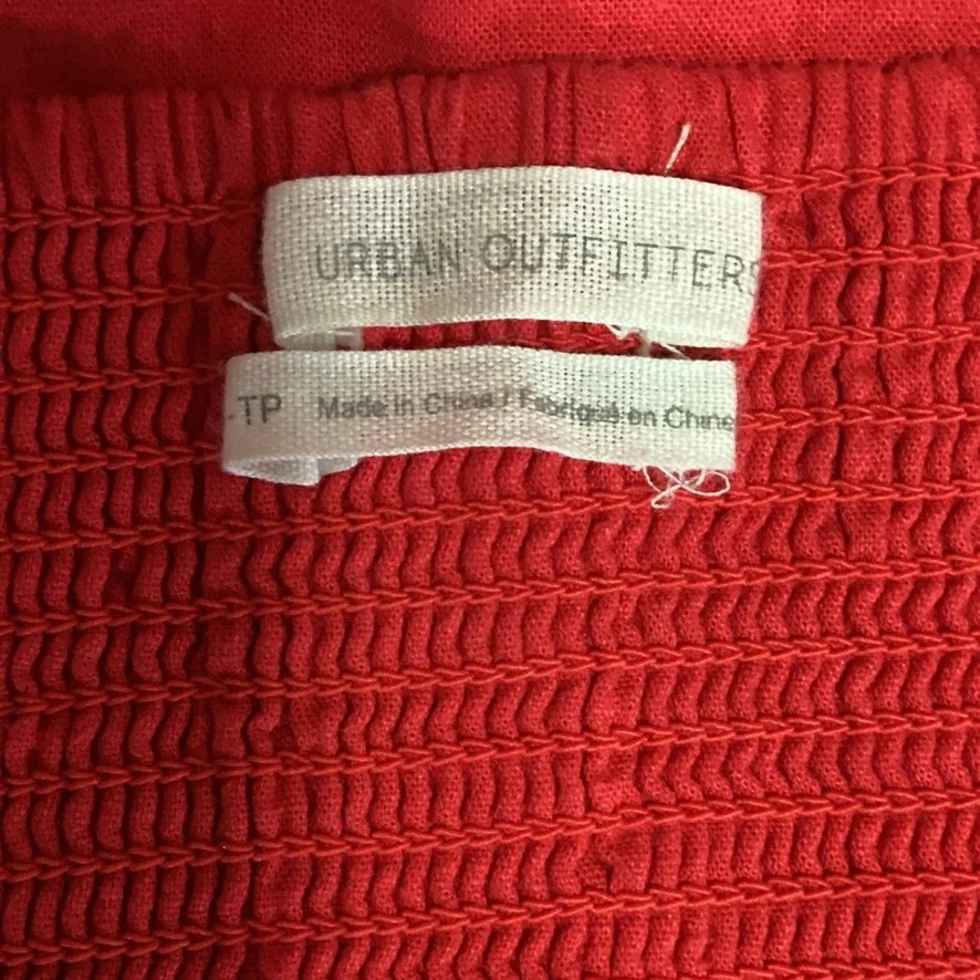 Urban Outfitters Red Onyx Linen Button-Front Slit Spaghetti Straps Midi Dress XS - Image 7