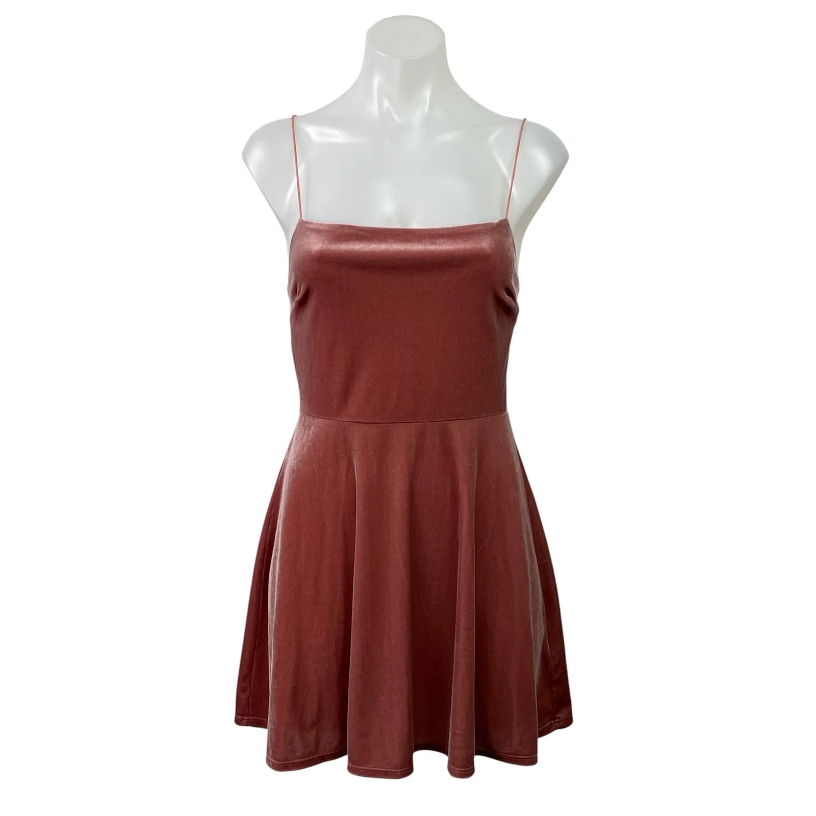 Urban Outfitters Red Pink Velvet Velour Cami Tank Fit & Flare Mini Dress Size S