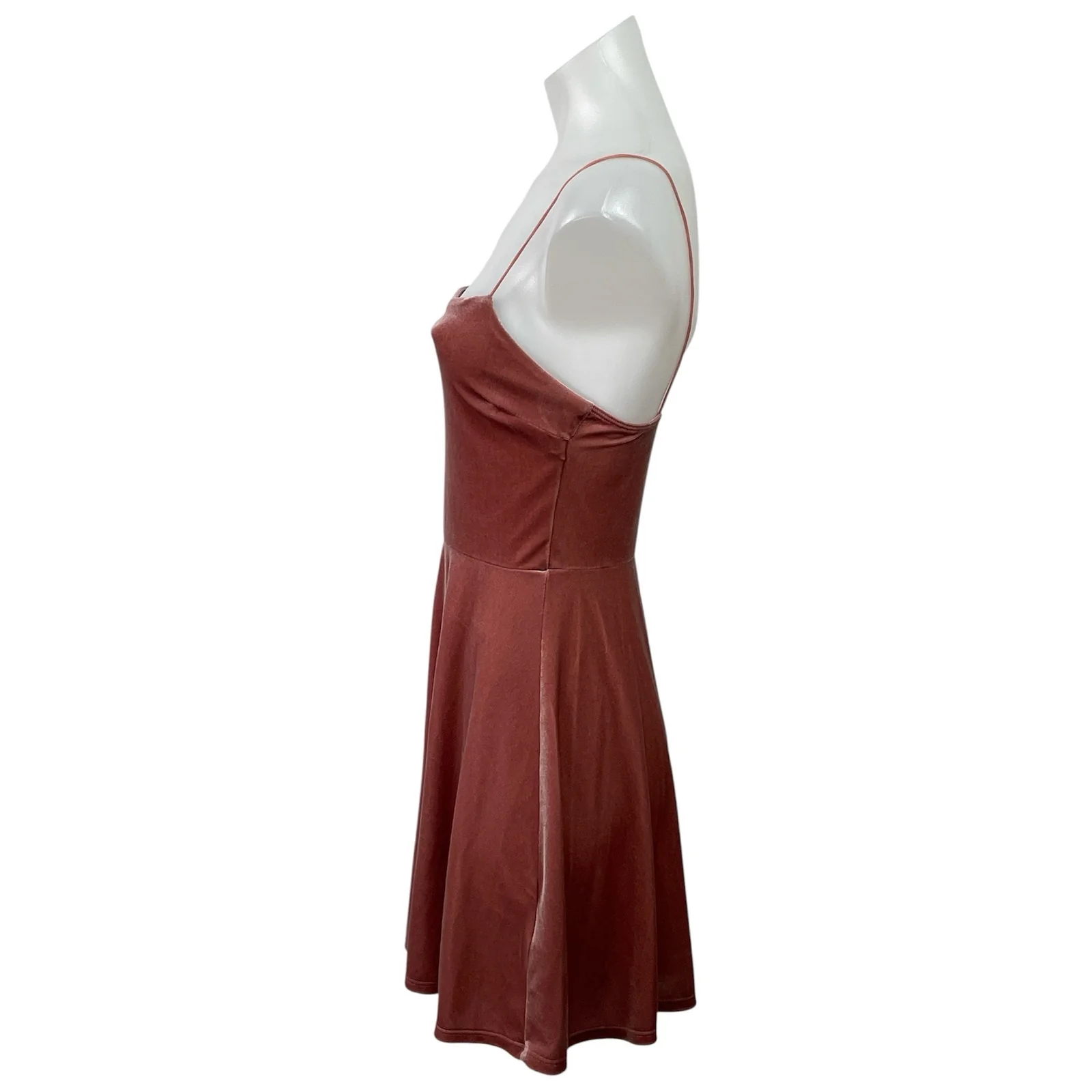 Urban Outfitters Red Pink Velvet Velour Cami Tank Fit & Flare Mini Dress Size S - Image 2