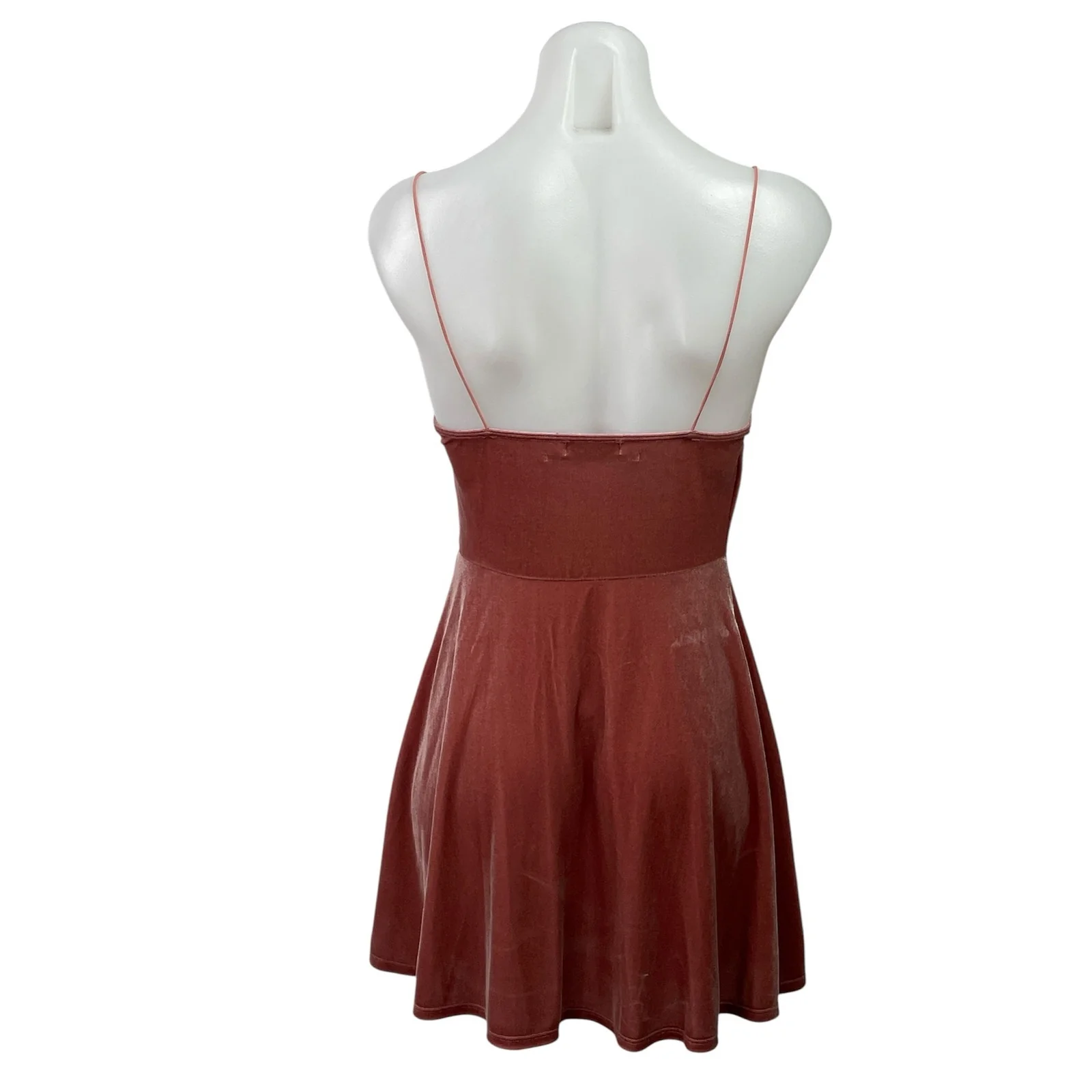Urban Outfitters Red Pink Velvet Velour Cami Tank Fit & Flare Mini Dress Size S - Image 3