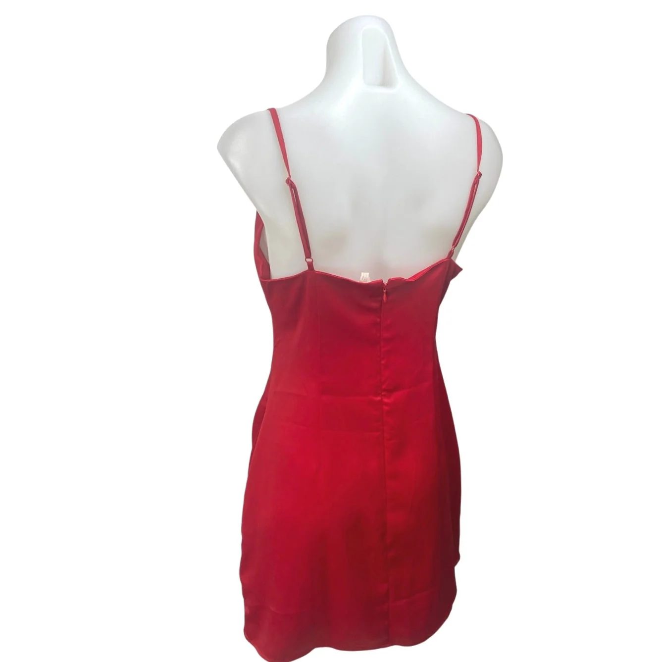 Urban Outfitters Red Silk Satin Cowl Neck Sleeveless Cami Tank Mini Slip Dress M - Image 2