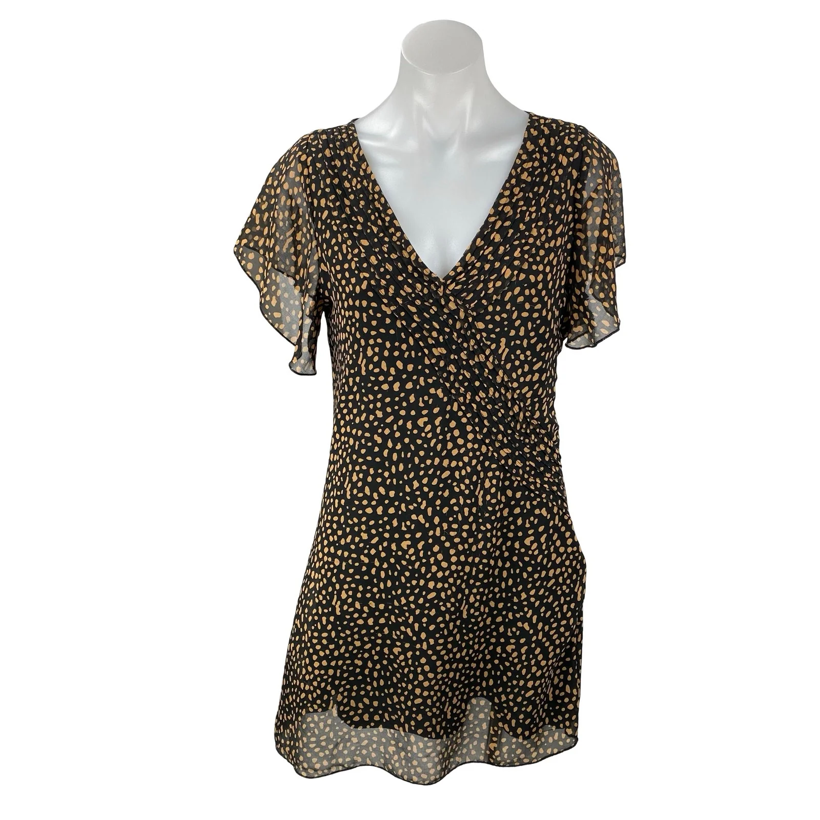 Urban Outfitters Rosalee Women's V Neck Flutter Sleeve Mini Flare A-Line Dress M
