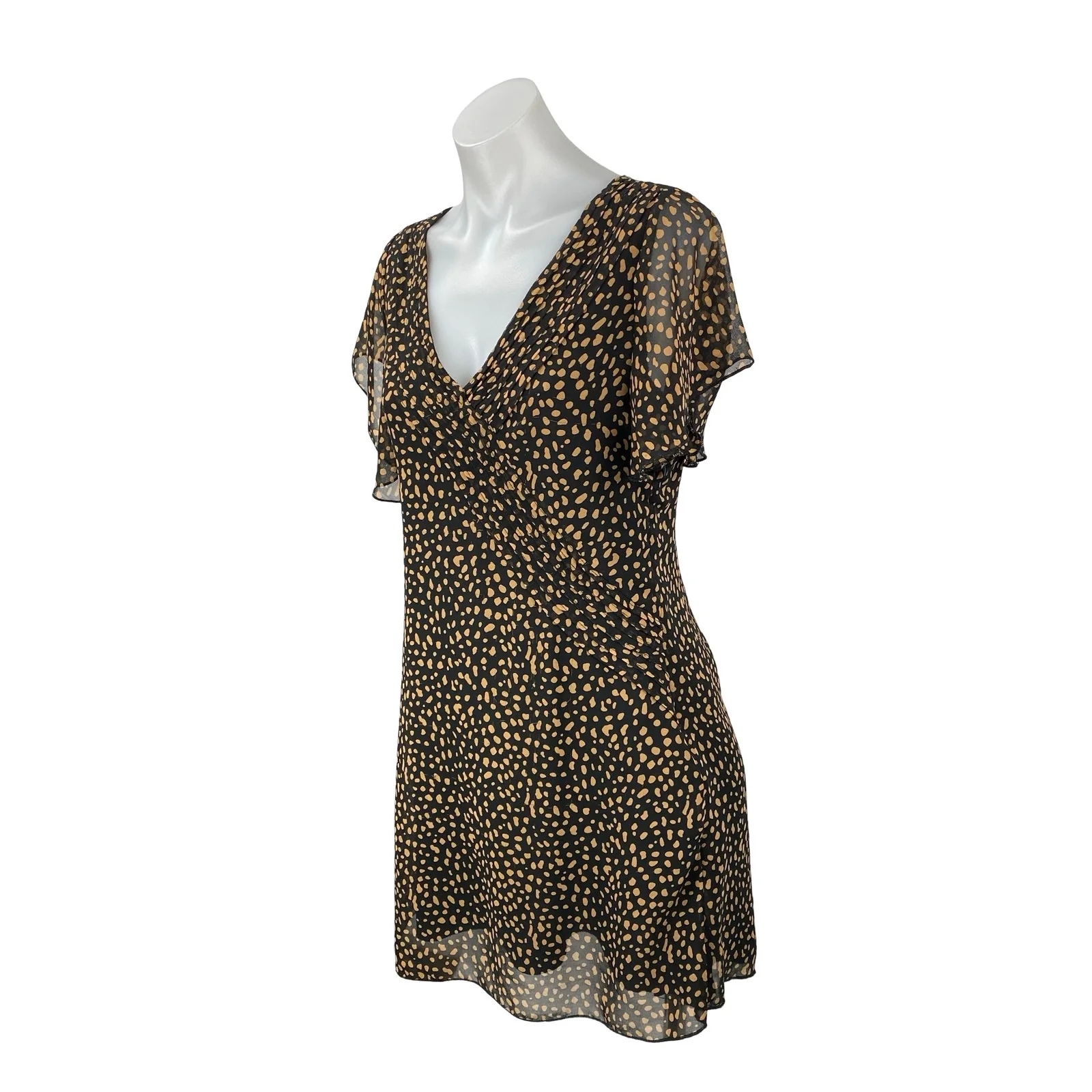Urban Outfitters Rosalee Women's V Neck Flutter Sleeve Mini Flare A-Line Dress M - Image 2