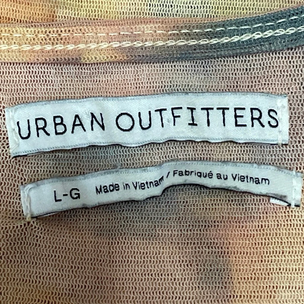 Urban Outfitters Shona Cityscape Mesh Ruched Long Sleeve Blouse Crop Top Size L - Image 4