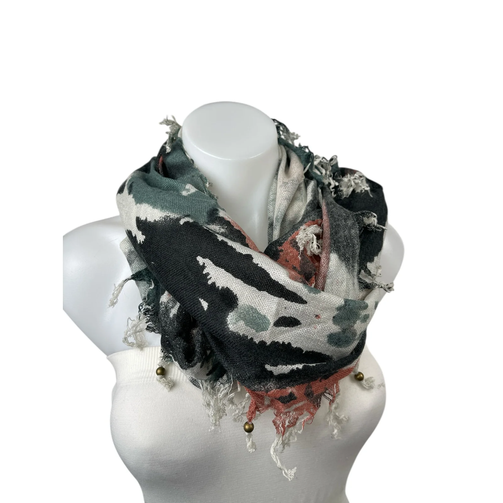 Urban Outfitters Starring at Stars Camo Fringe Spangles Infinity Neck Scarf OS