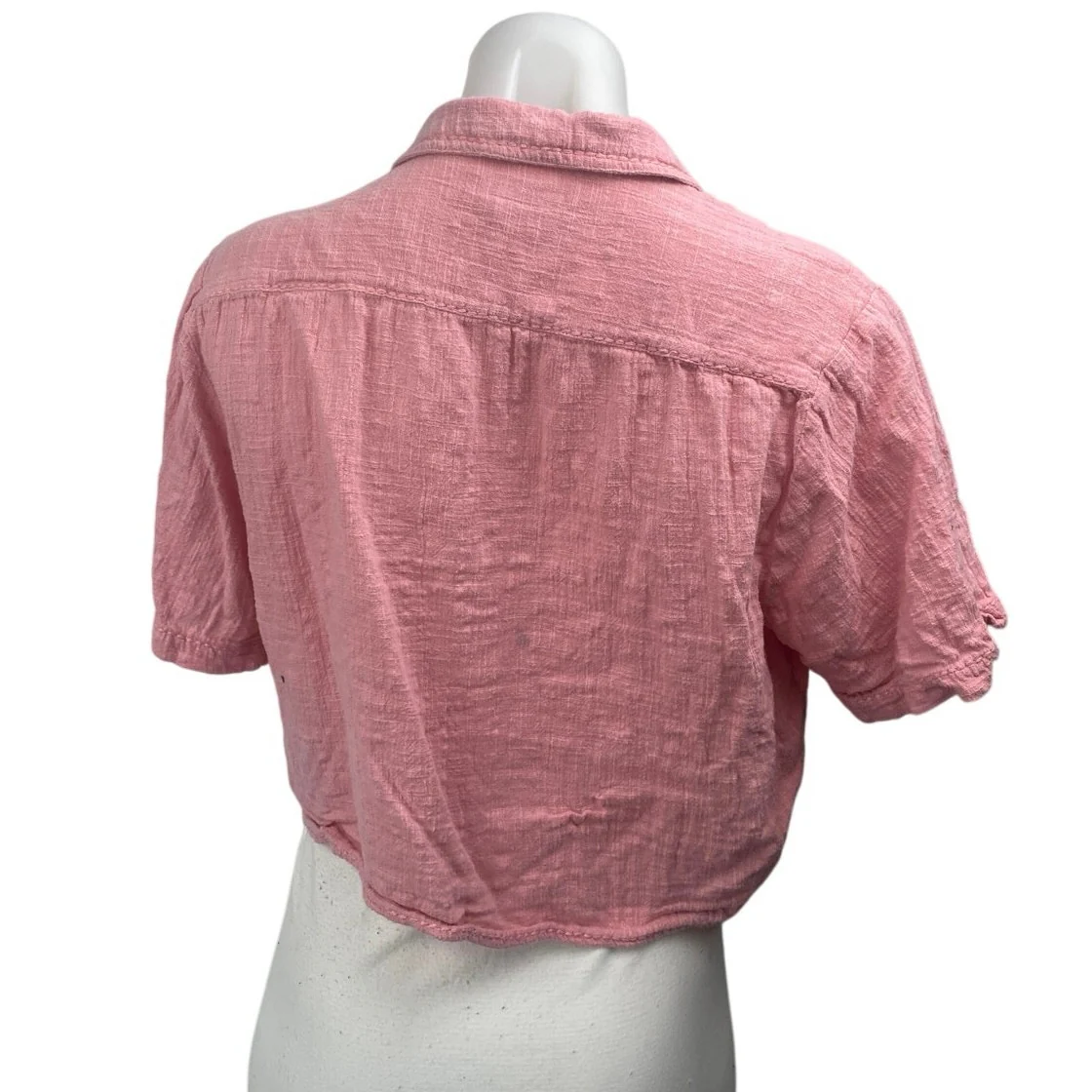 Urban Outfitters Sunshine Bowie Holiday Pink Embroidered Crop Shirt Top Size S - Image 2