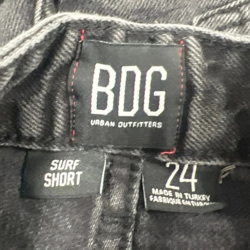 Urban Outfitters Surf Black Distressed High Waist Frayed Denim Jeans Shorts 24 - Image 3