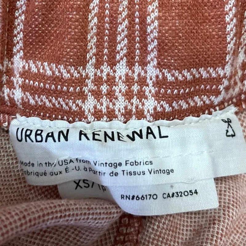 Urban Outfitters Urban Renewal Remnants Brown Plaid Front Slit Trouser Pants XS - Image 4