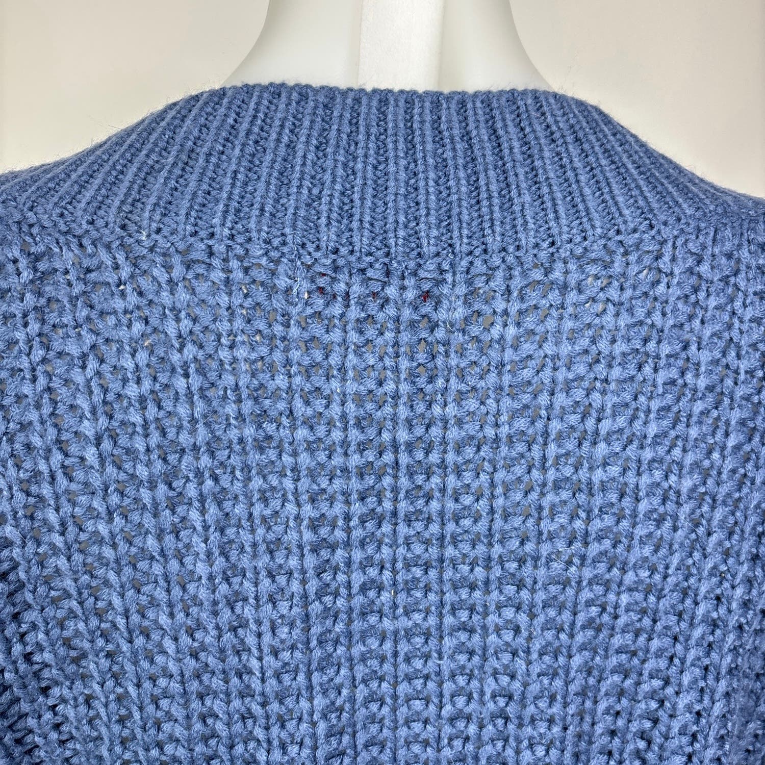 Urban outfitters Womens Blue Cable Knit Long Sleeve Oversized V-Neck Sweater Top - Image 5