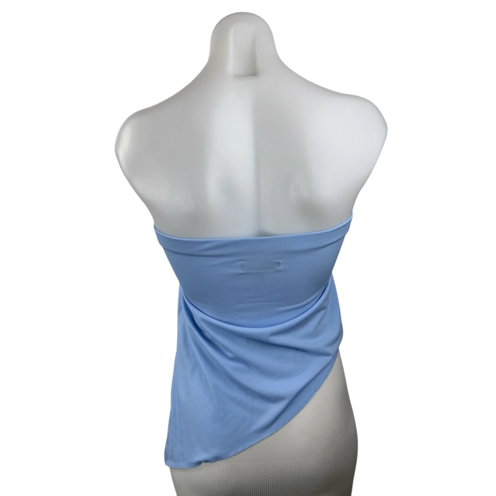 Urban Outfitters Womens Blue Strapless Tube Bandeau Asymmetric Blouse Top Size L - Image 2