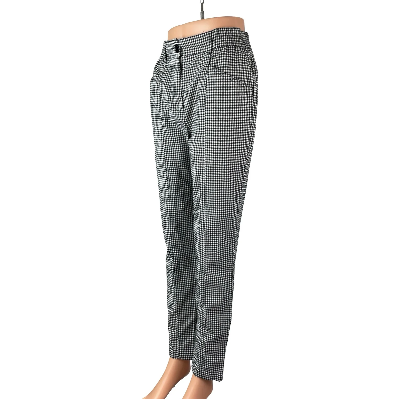 Urban Outfitters Womens Gingham Check Plaid Loose Tapered Trousers Dress Pants S - Image 3