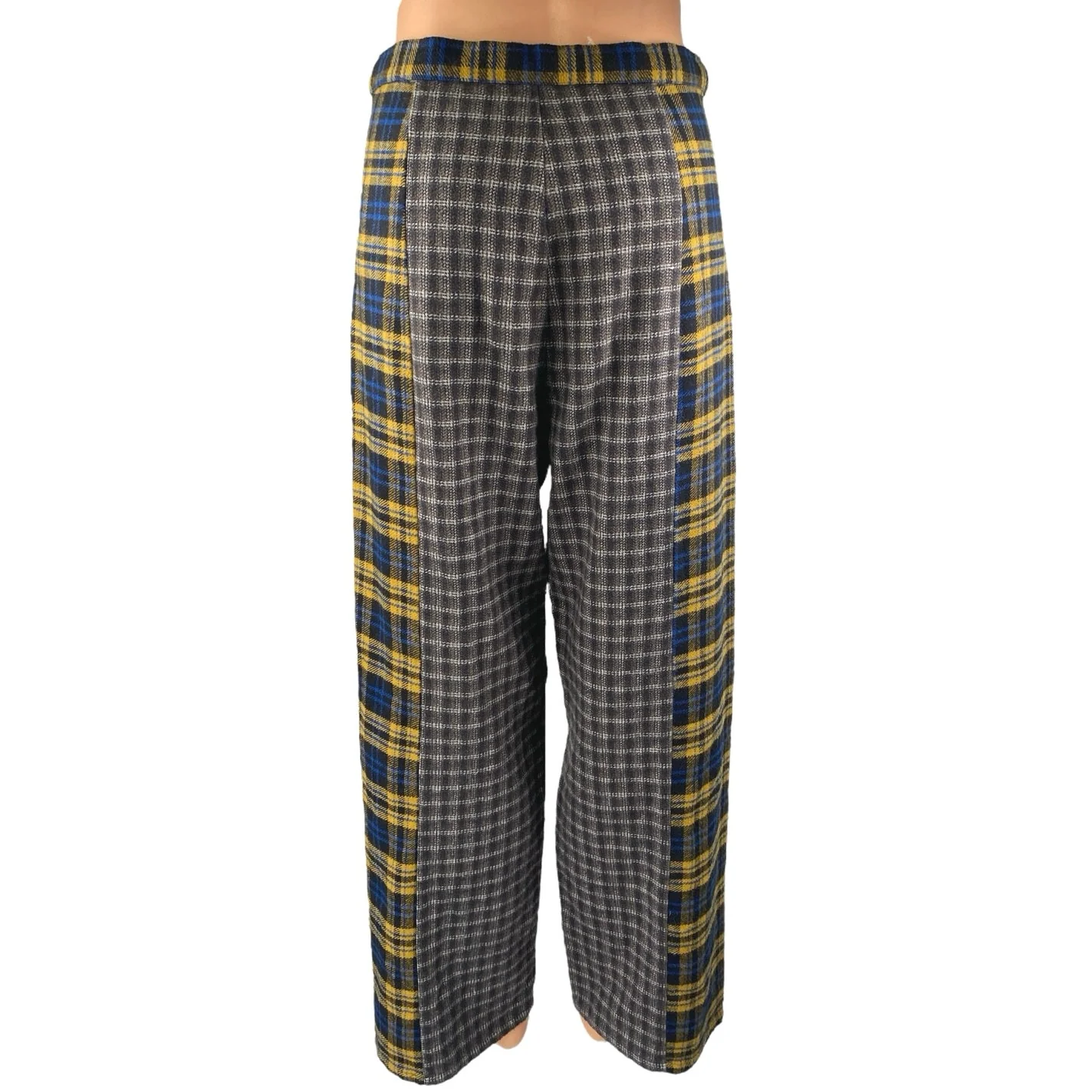 Urban Outfitters Women's Multicolor Plaid Patchwork Wide Leg Trousers Pants 4 - Image 3