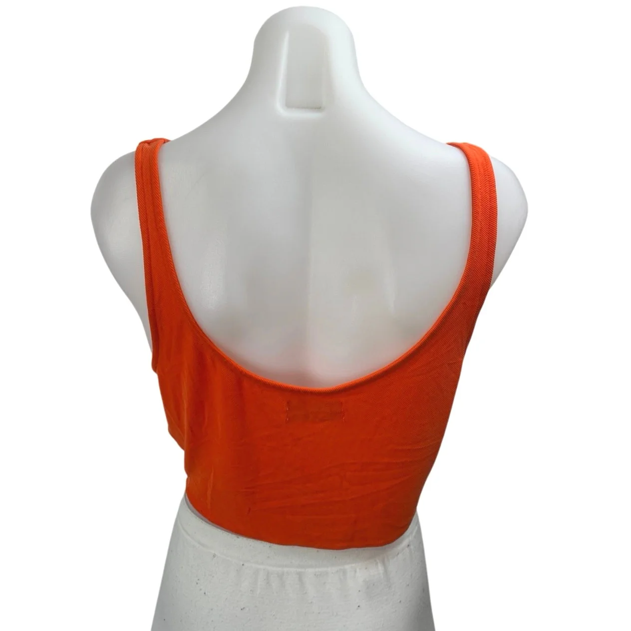 Urban Outfitters Women's Orange Rib Knit Sleeveless Cowl Neck Crop Tank Top Sz S - Image 2