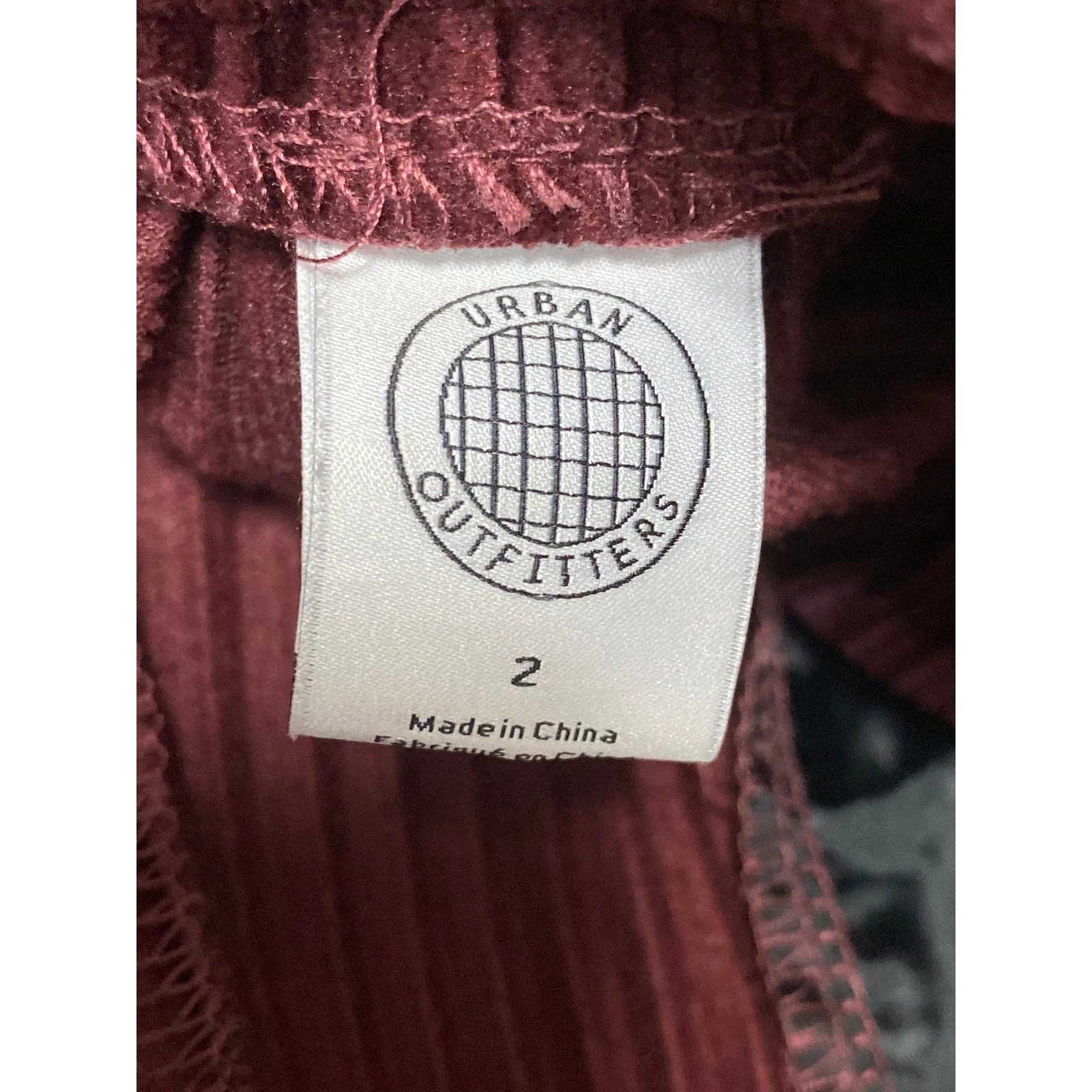 Urban Outfitters Womens Red Burgundy Ribbed Velvet Kick Flare Trousers Pants 2 - Image 4
