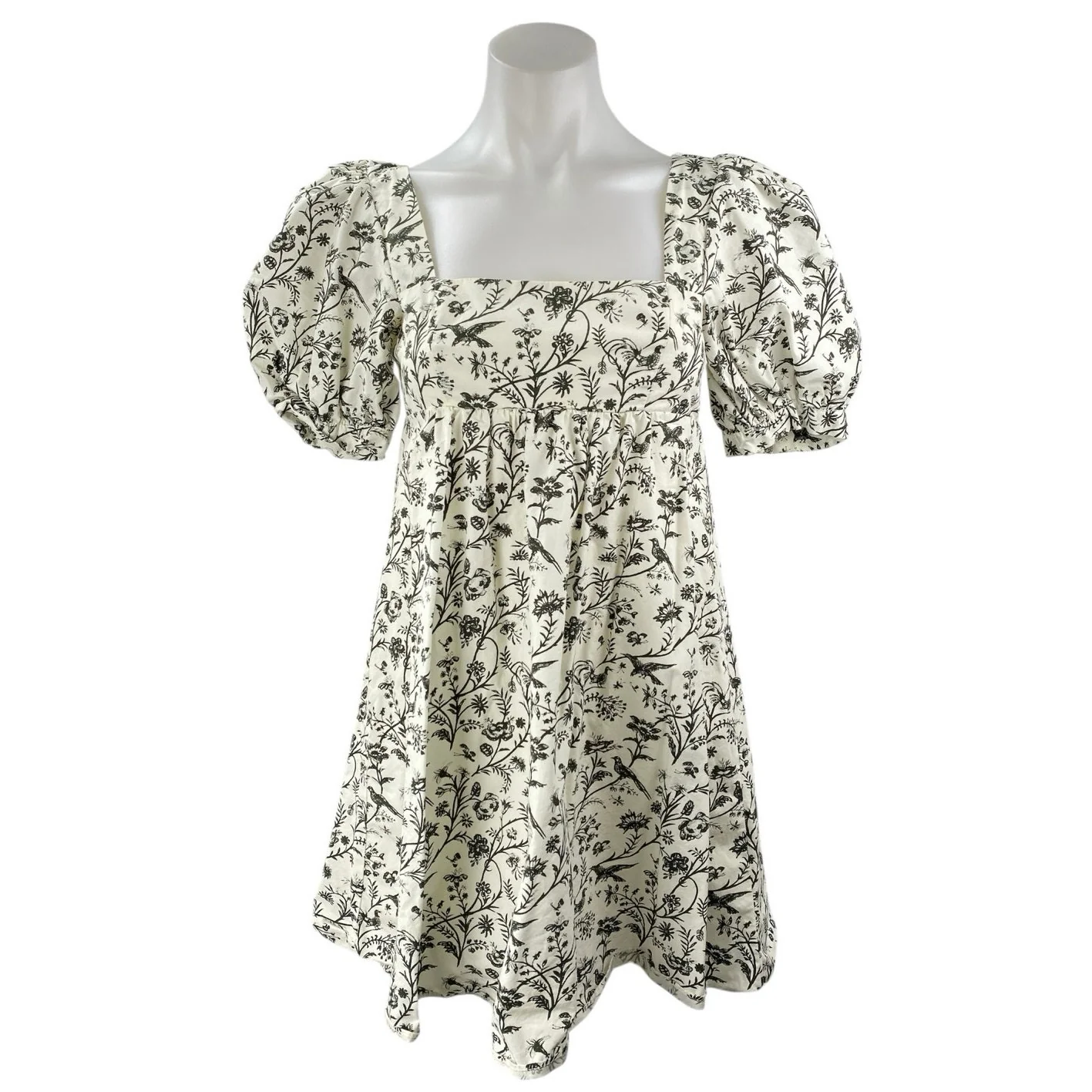 Urban Outfitters X Laura Ashley Penelope Black White Babydoll Mini Dress Size XS