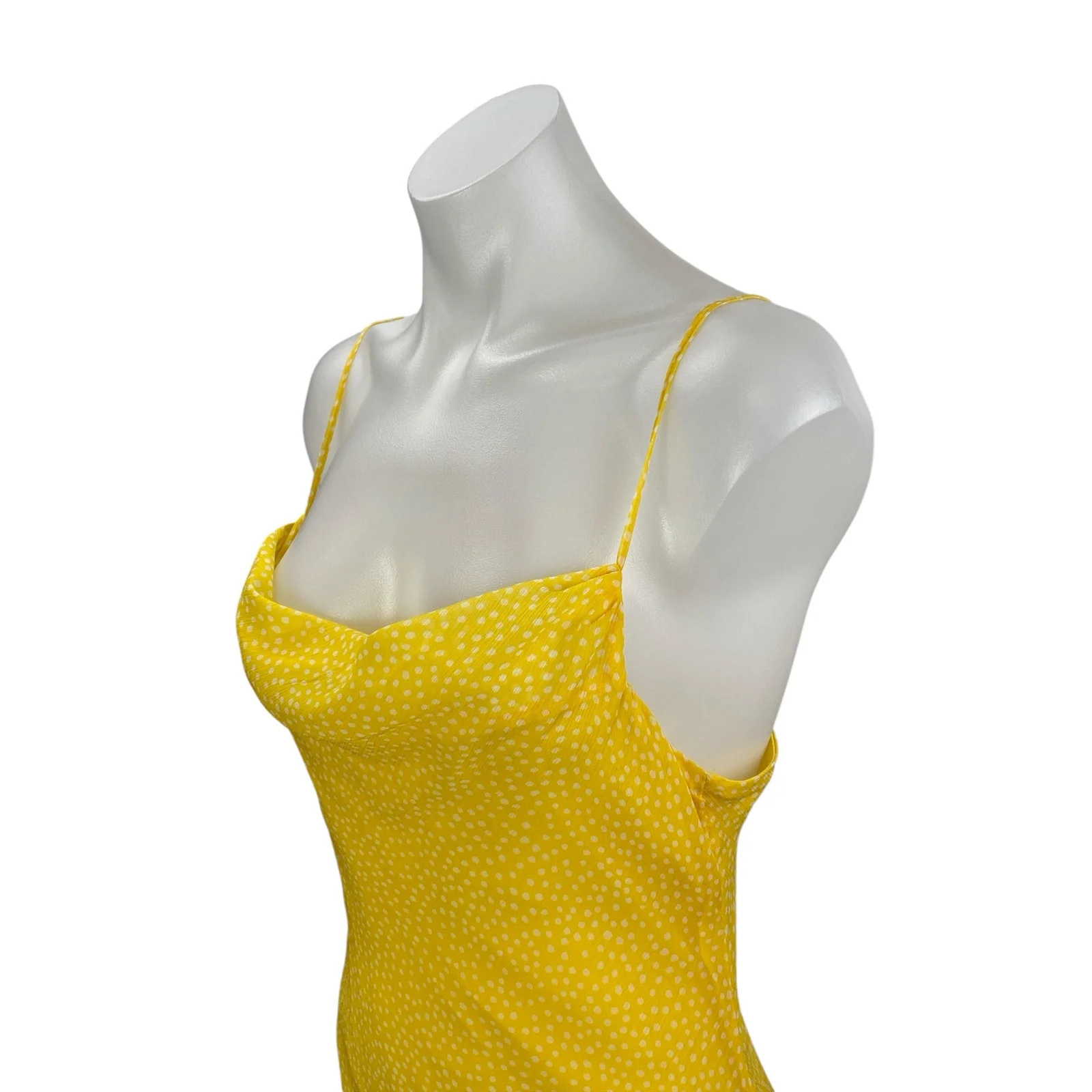 Urban Outfitters Yellow Dotted Polka Dots Sleeveless Cowl Neck Cami Slip Dress S - Image 2