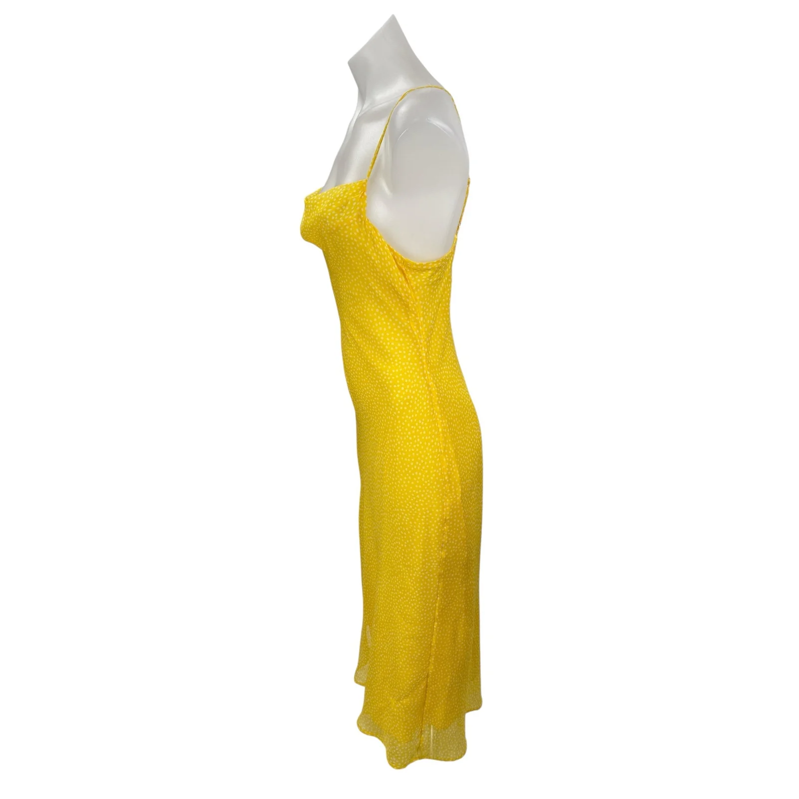Urban Outfitters Yellow Dotted Polka Dots Sleeveless Cowl Neck Cami Slip Dress S - Image 3