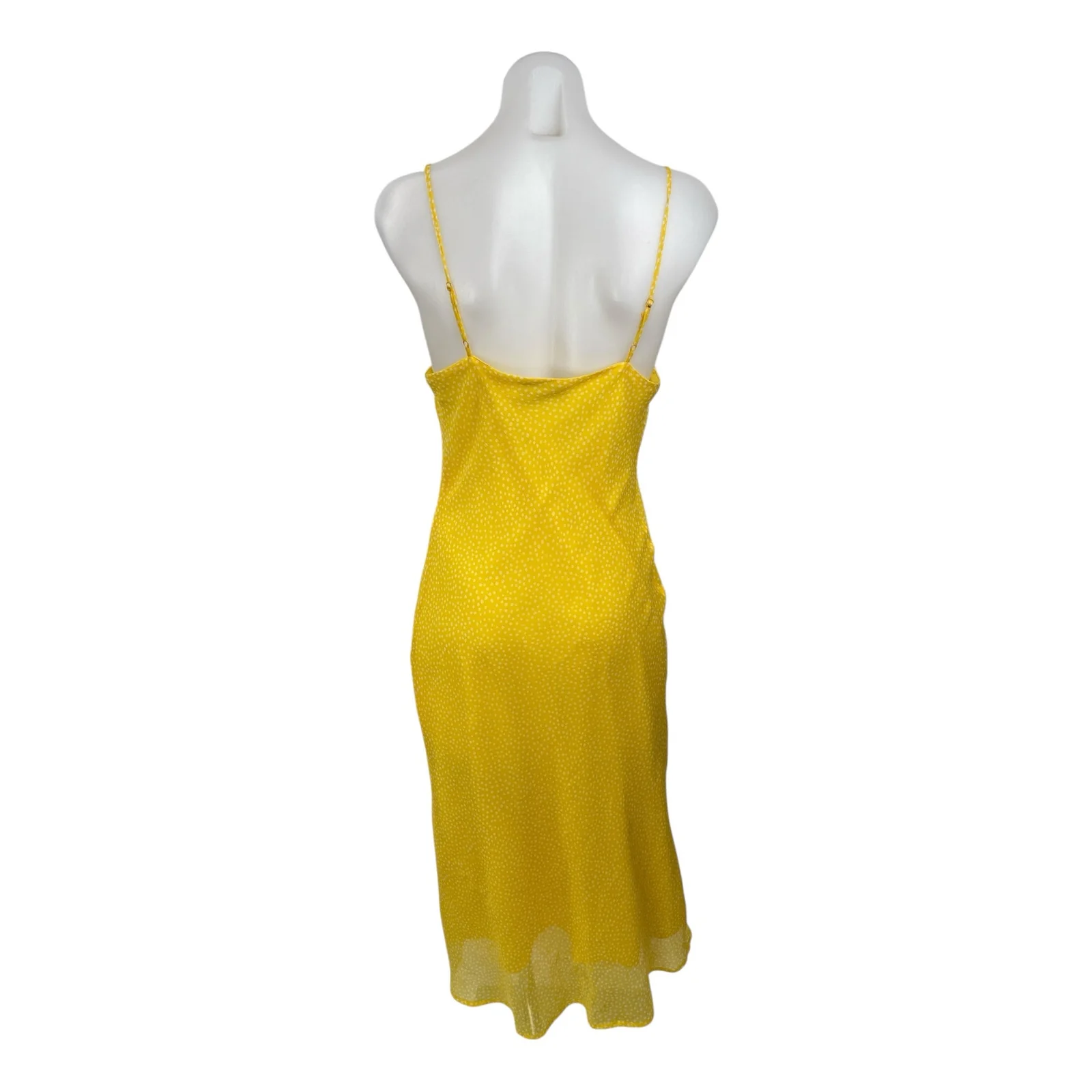 Urban Outfitters Yellow Dotted Polka Dots Sleeveless Cowl Neck Cami Slip Dress S - Image 4