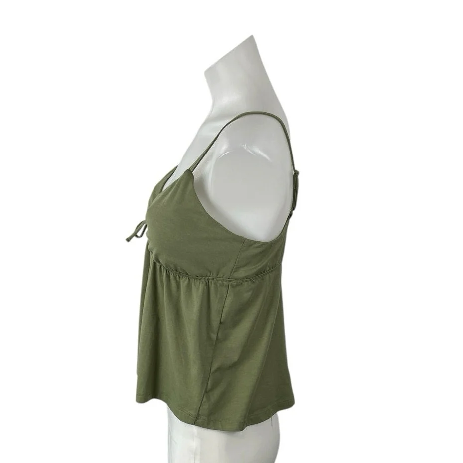 Urban Rebel Green Tie Front V Neck Sleeveless Flared Cami Camisole Tank Top Sz L - Image 2