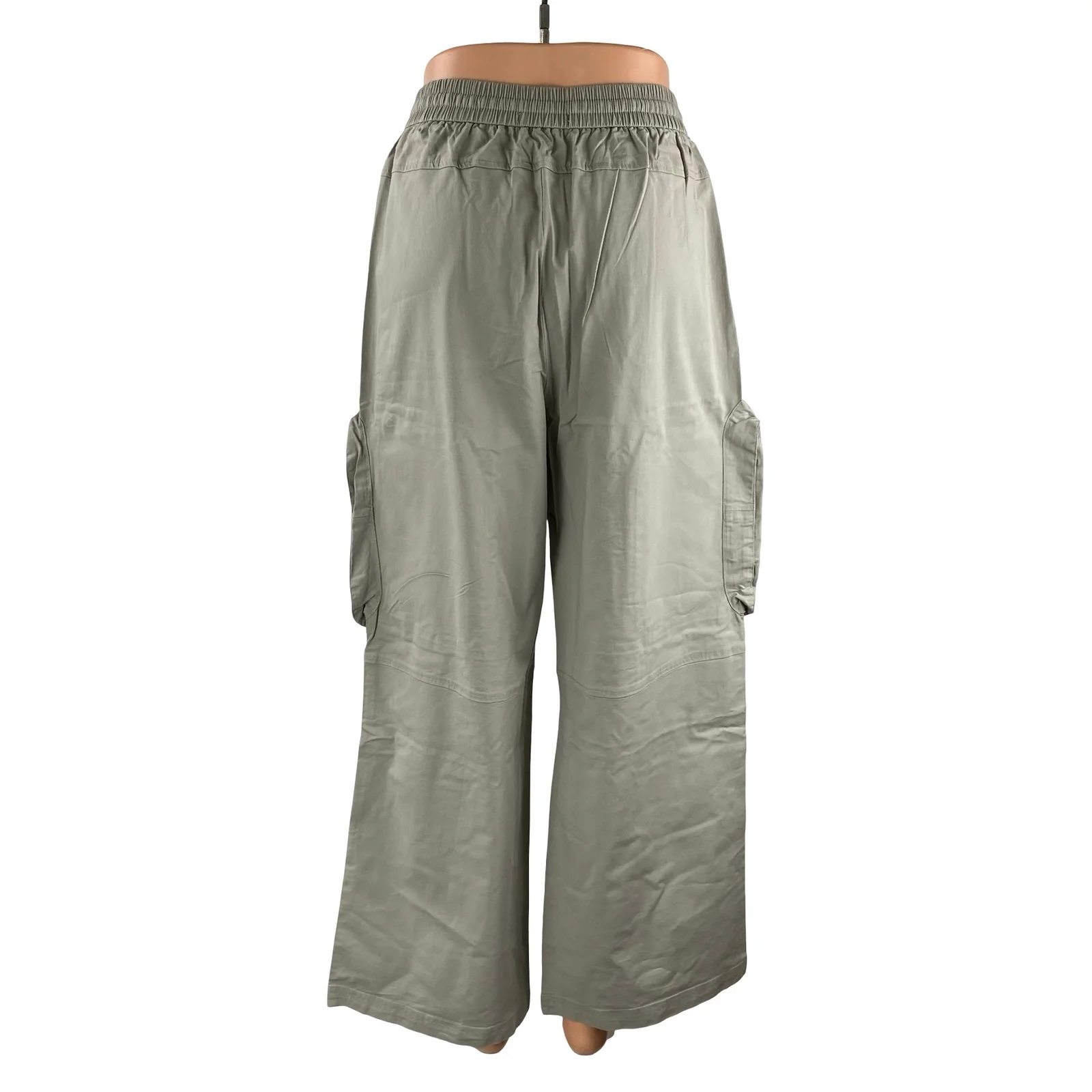 Urban Revivo Women's Gray Baggy Barrel Palazzo Wide Leg Cargo Trousers Pants 4 - Image 4