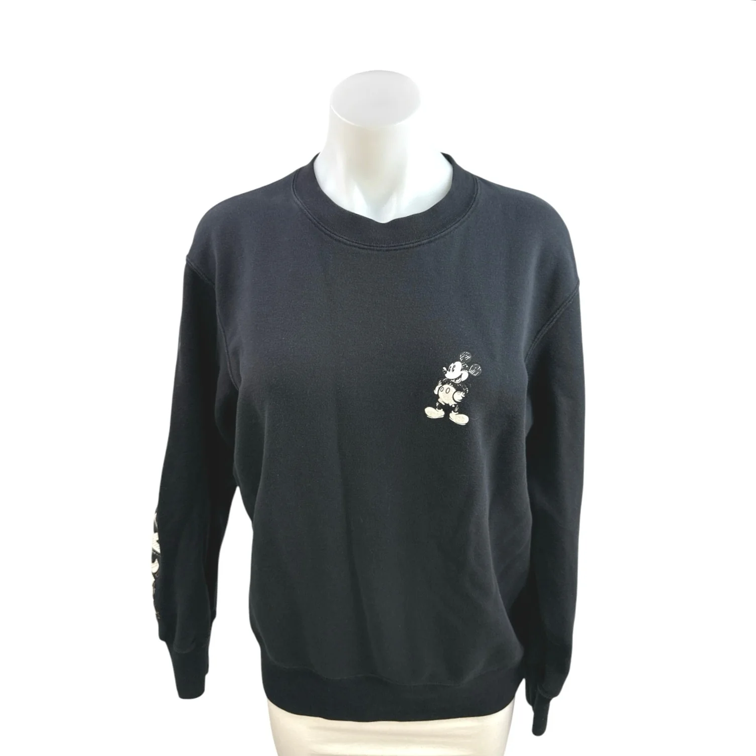UT Uniqlo x Disney Women's Black Mickey Mouse Pullover Sweatshirt Top Size L