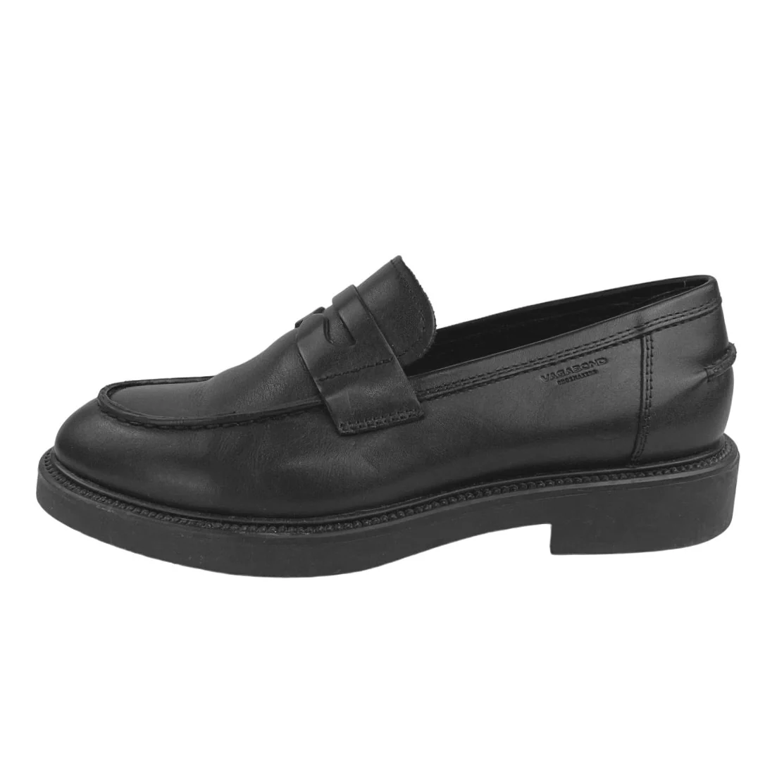 Vagabond Shoemakers Alex W Black Almond Toe Slip On Loafers Dress Shoes 39/US 9
