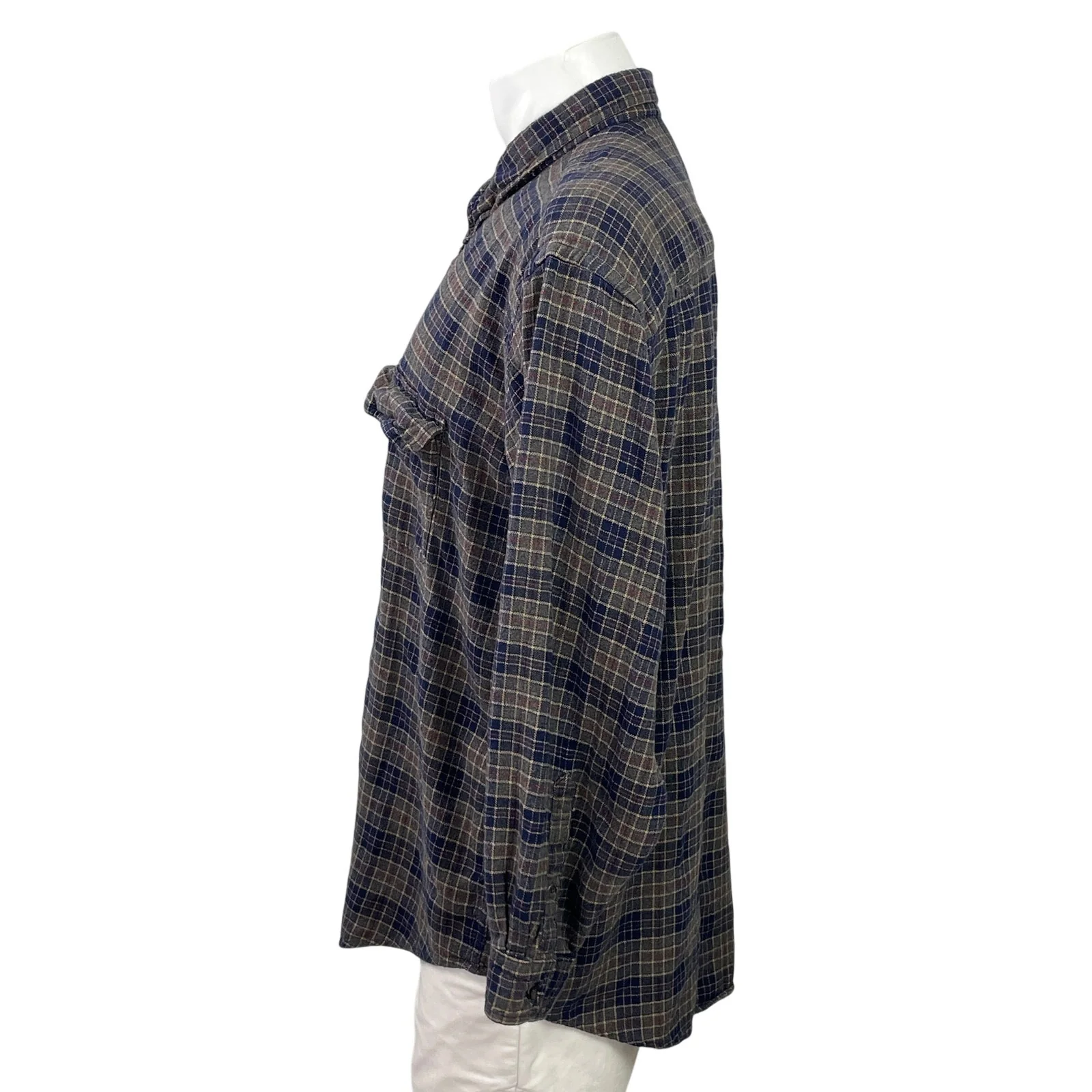 Van Hausen Men Blue Plaid Classic Pocket Long Sleeve Button Down Dress Shirt XL - Image 2