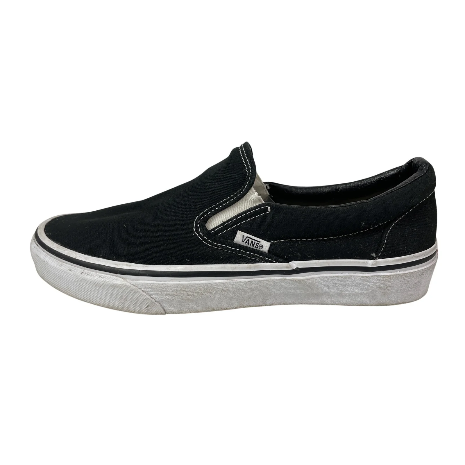 Vans Classic Unisex Black White Casual Skate Slip On Sneakers Shoes Sz 11W/9.5M