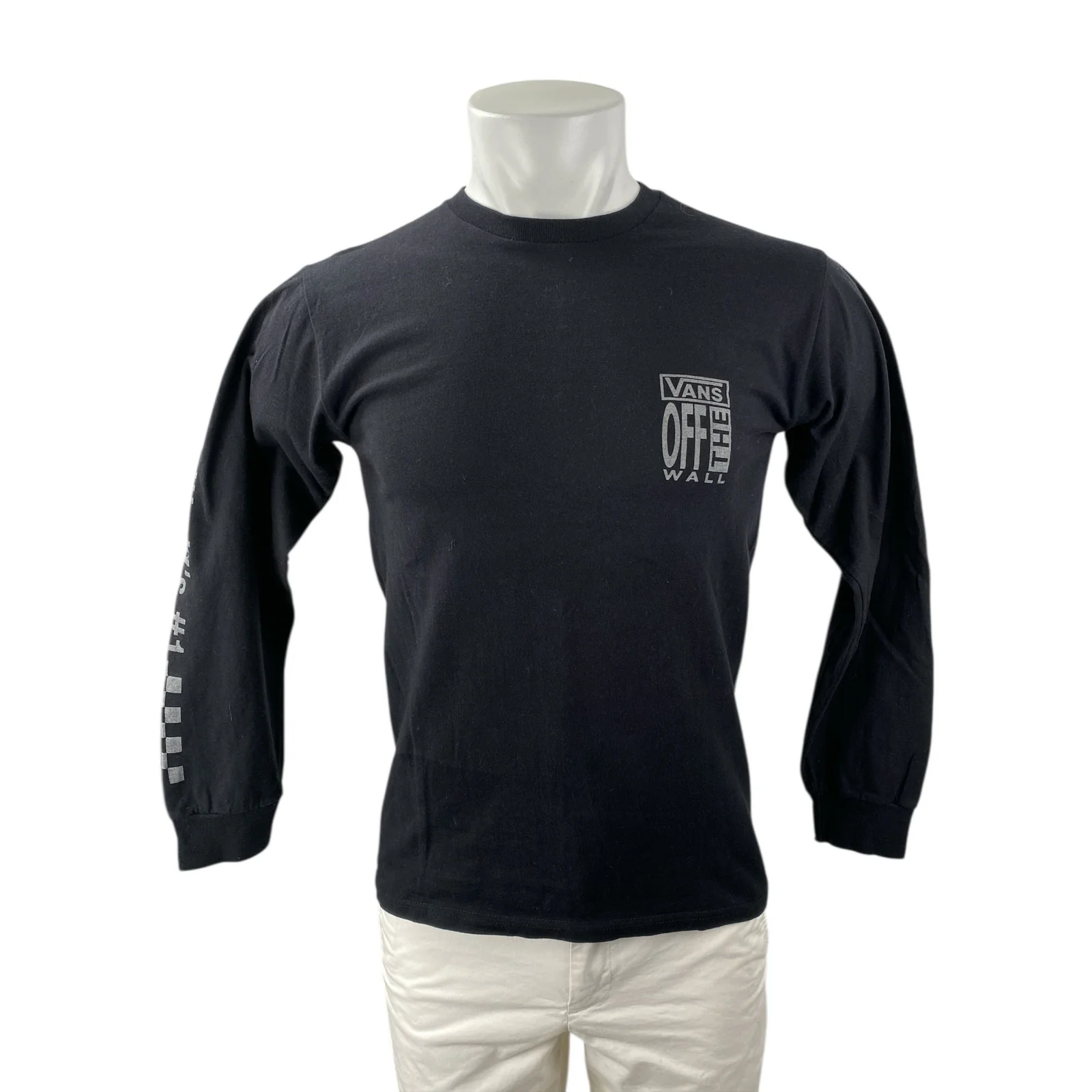 Vans of the Wall Men's Black Skater Long Sleeve Crew Neck T Shirt Tee Top Size S