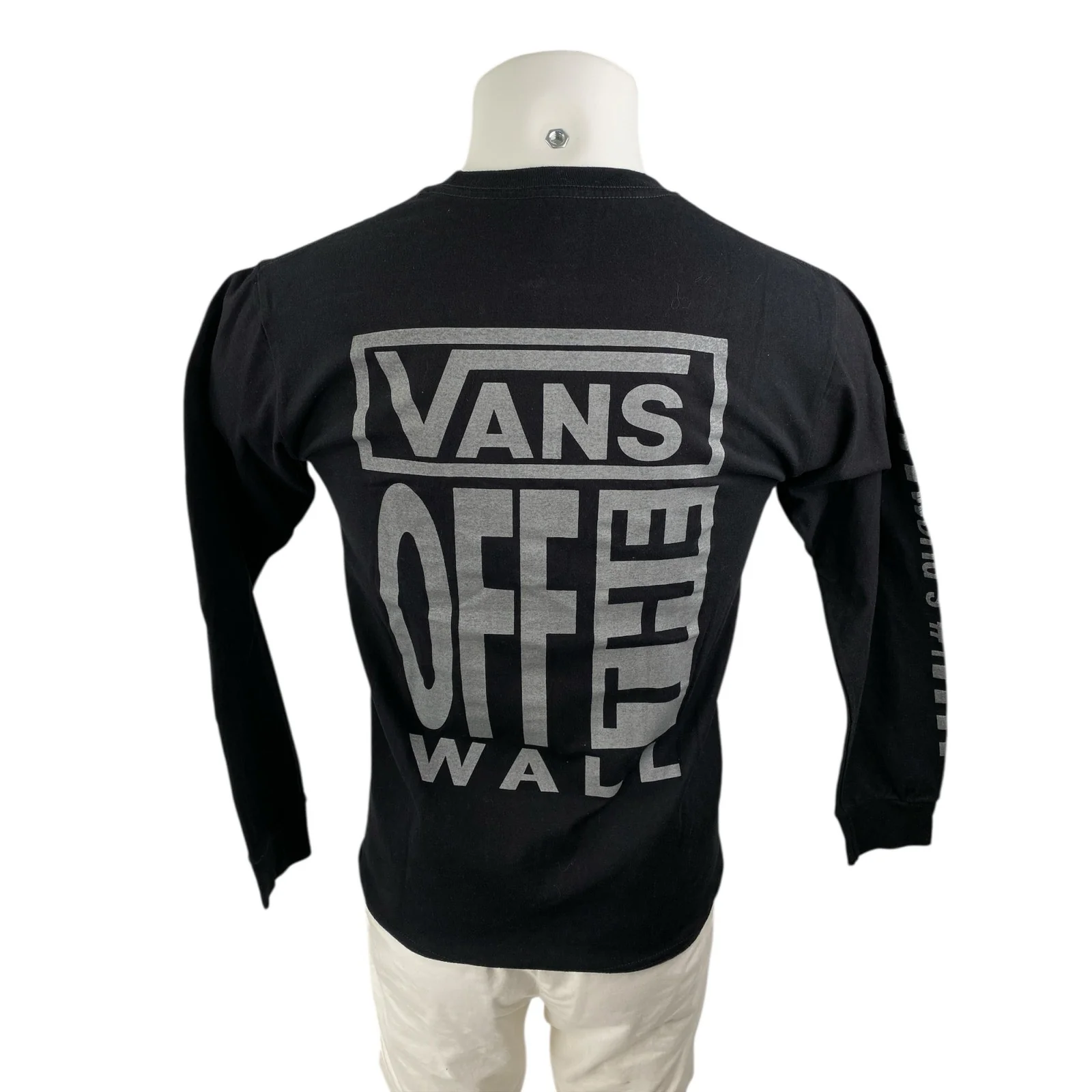 Vans of the Wall Men's Black Skater Long Sleeve Crew Neck T Shirt Tee Top Size S - Image 2