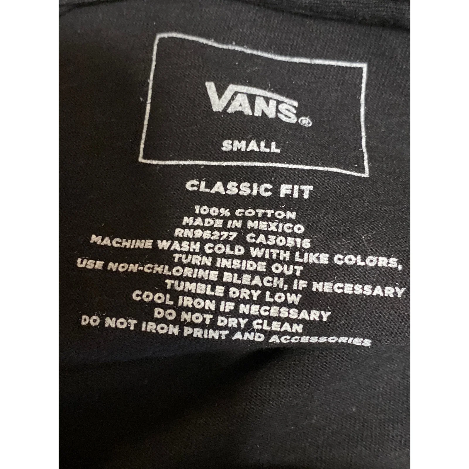 Vans of the Wall Men's Black Skater Long Sleeve Crew Neck T Shirt Tee Top Size S - Image 3