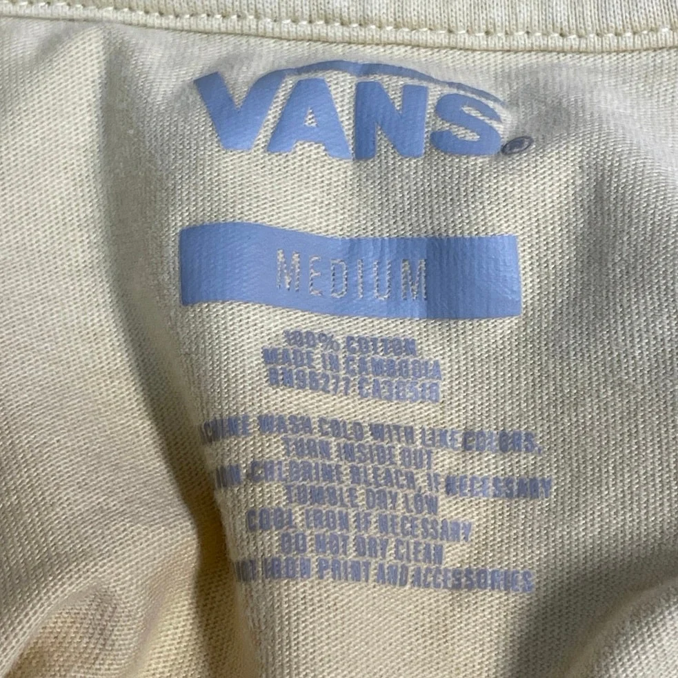 Vans Women's Yellow Long Sleeve Crew Flower Embroidered T Shirt Tee top Size M - Image 4