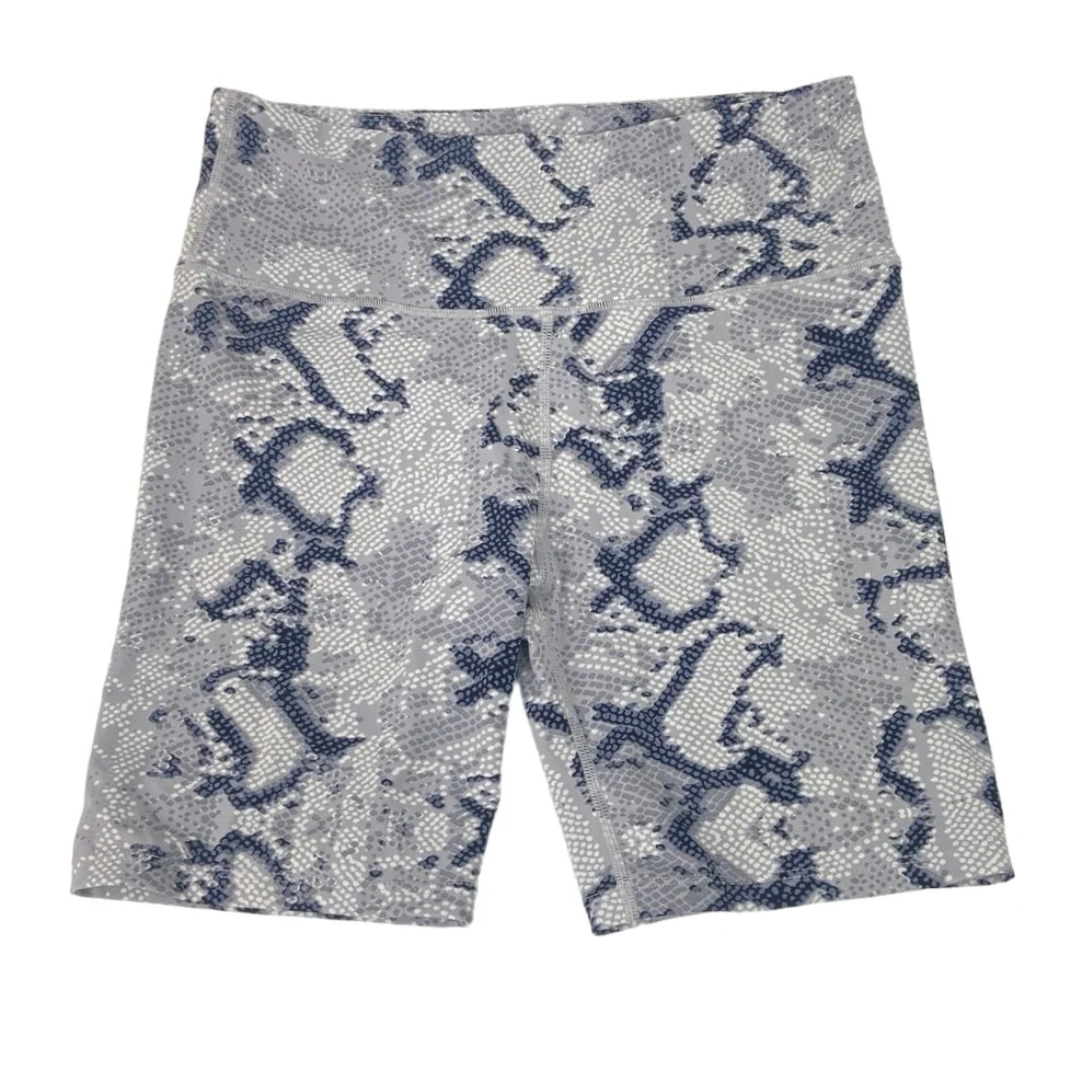 Varley Gray Snake Animal Print Mid Rise Activewear Fitness Gym Biker Shorts Sz S