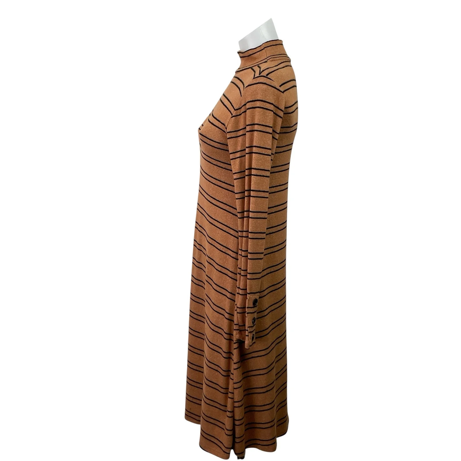 Velvet Torch Women's Brown Striped Mock Neck Long Sleeve Sweater Mini Dress S - Image 2