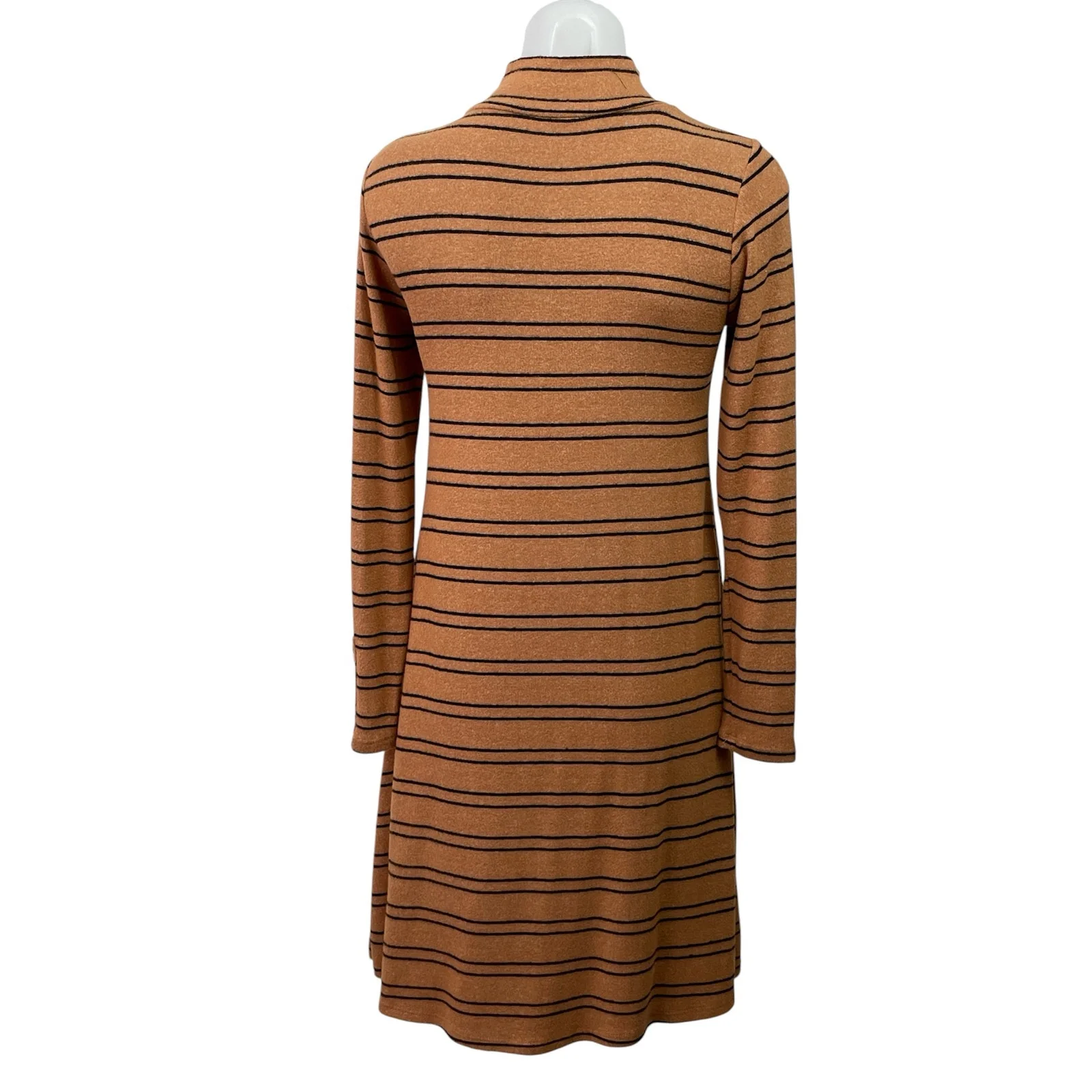 Velvet Torch Women's Brown Striped Mock Neck Long Sleeve Sweater Mini Dress S - Image 3