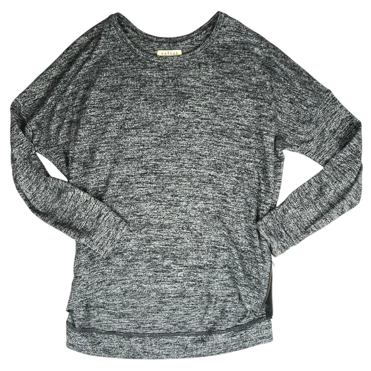 Velvet by Graham & Spencer Black Heather Knit Lounge Long Sleeve Top Jogger Pants Set Size M - Image 3