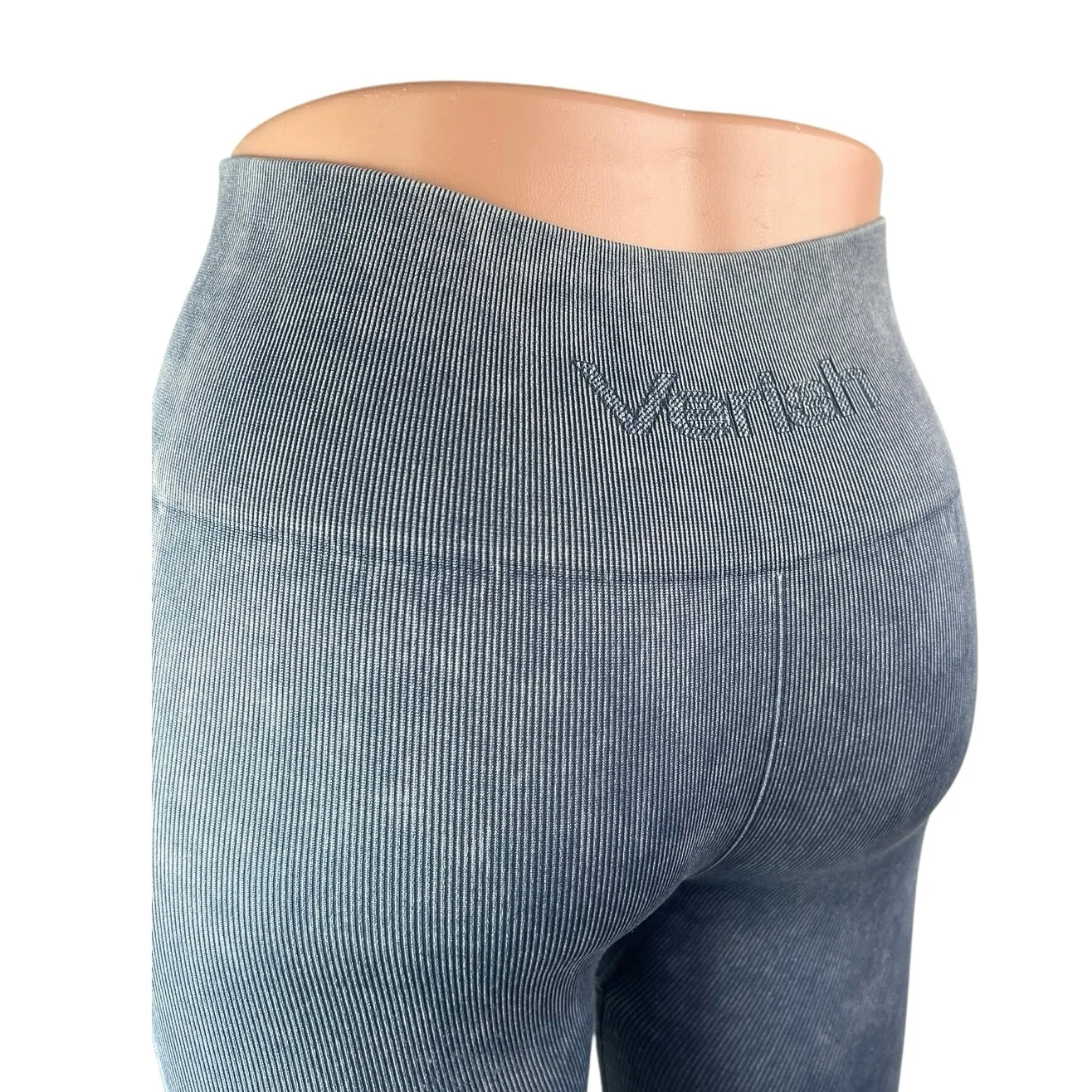 Verish Alltension Blue Gray Ribbed Flare Activewear Yoga Leggings Pants Sz XS/S - Image 4