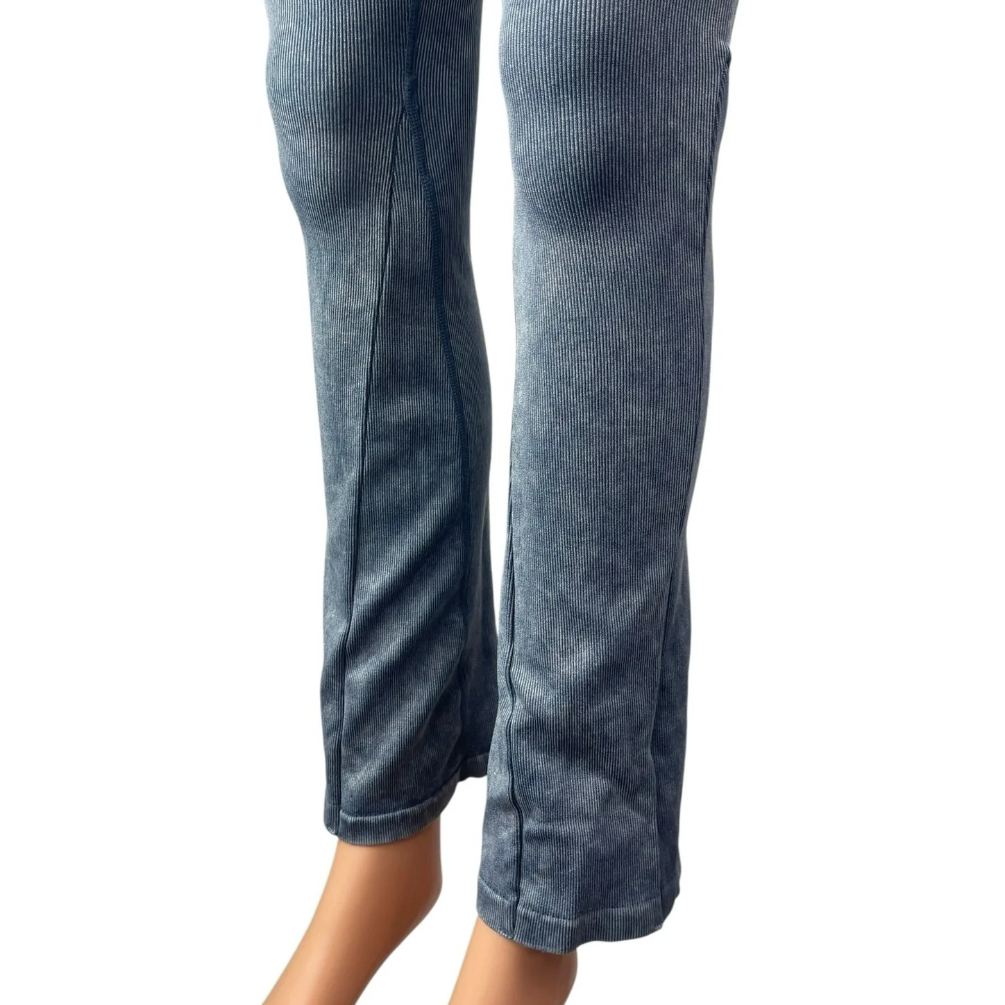 Verish Alltension Blue Gray Ribbed Flare Activewear Yoga Leggings Pants Sz XS/S - Image 5
