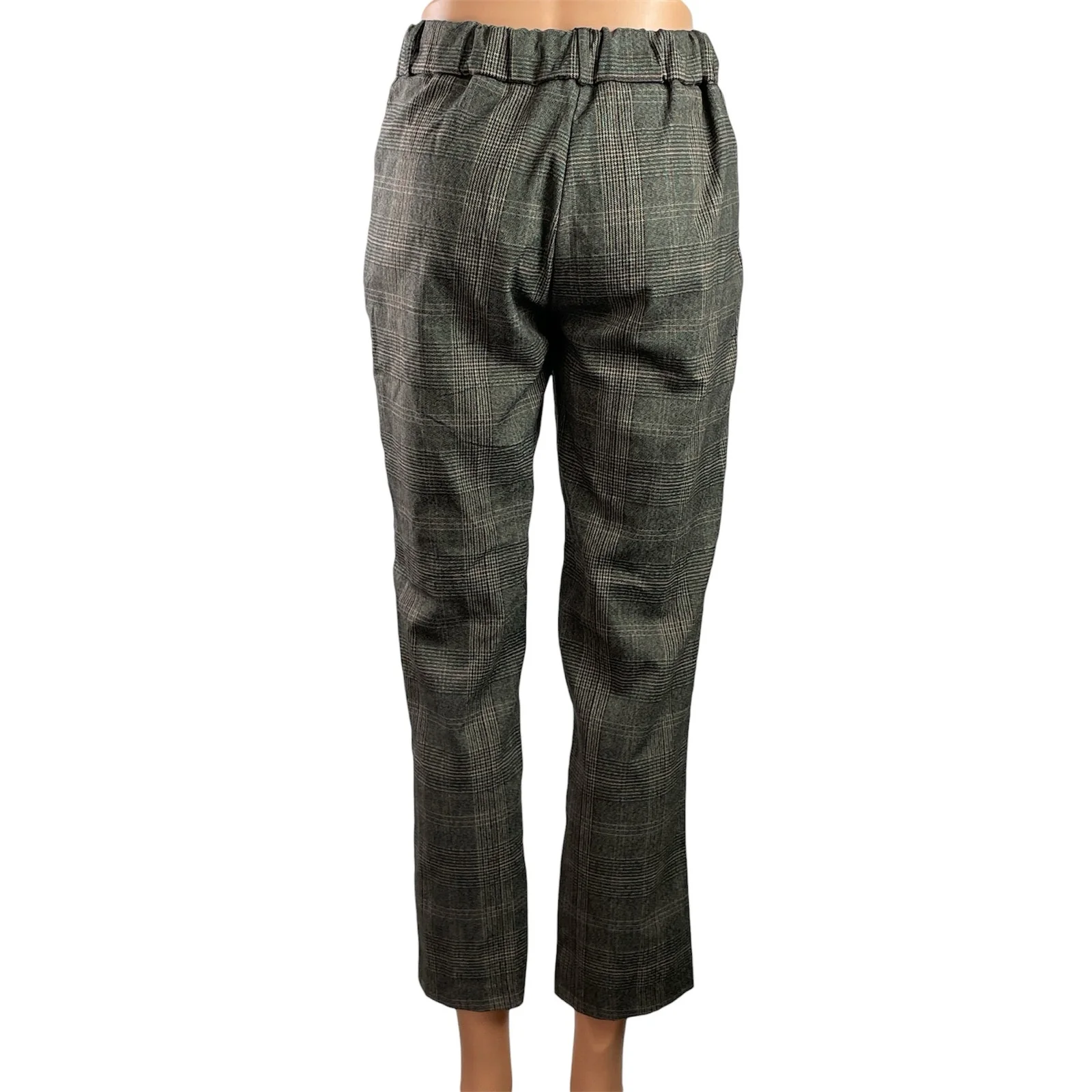 Vero Moda Womens Gray Plaod Checkered Low Rise Straight Trousers Dress Pants S - Image 3
