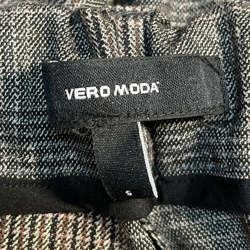 Vero Moda Womens Gray Plaod Checkered Low Rise Straight Trousers Dress Pants S - Image 4