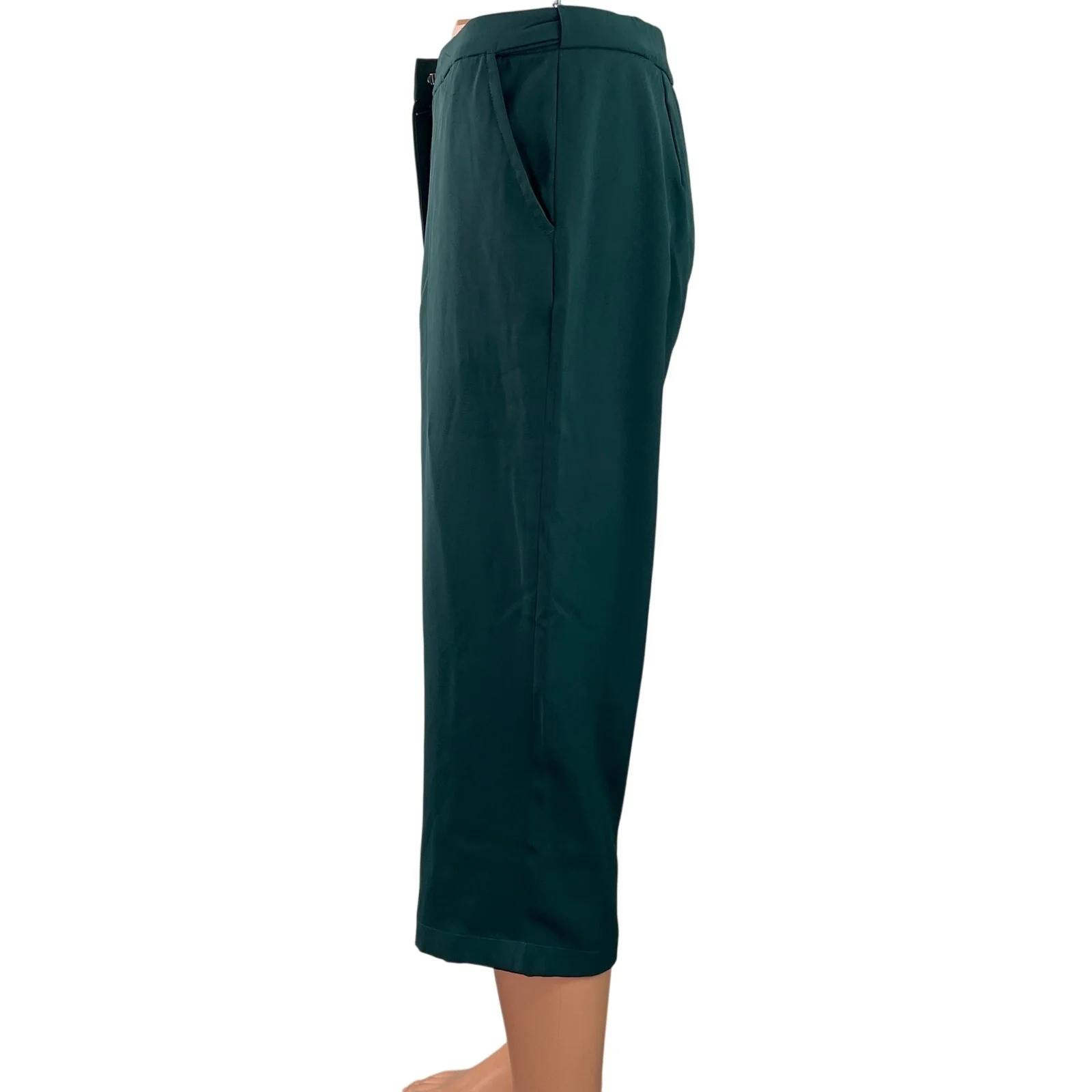 Vero Moda Women's Green High Waisted Straight Leg Ankle Capri Trousers Pants M - Image 2